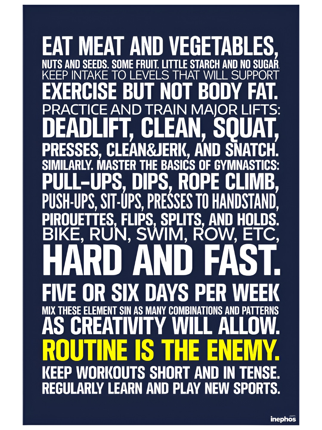 Inephos Navy Blue & White Typography Printed Wall Poster
