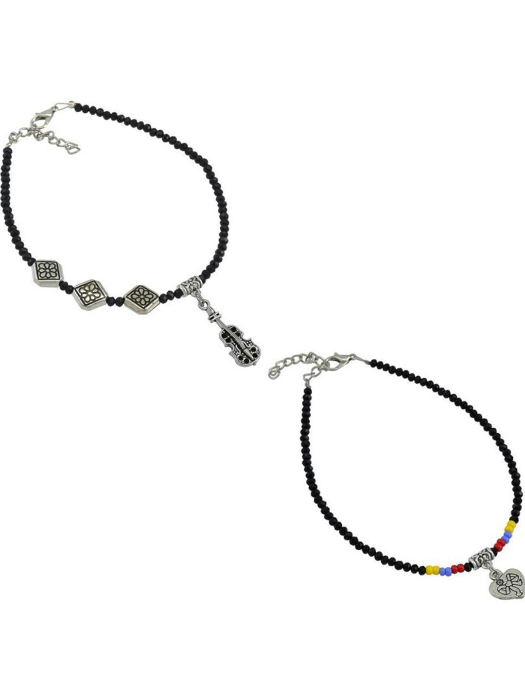 HIGH TRENDZ Set Of 2 Single Leg Beaded Anklet