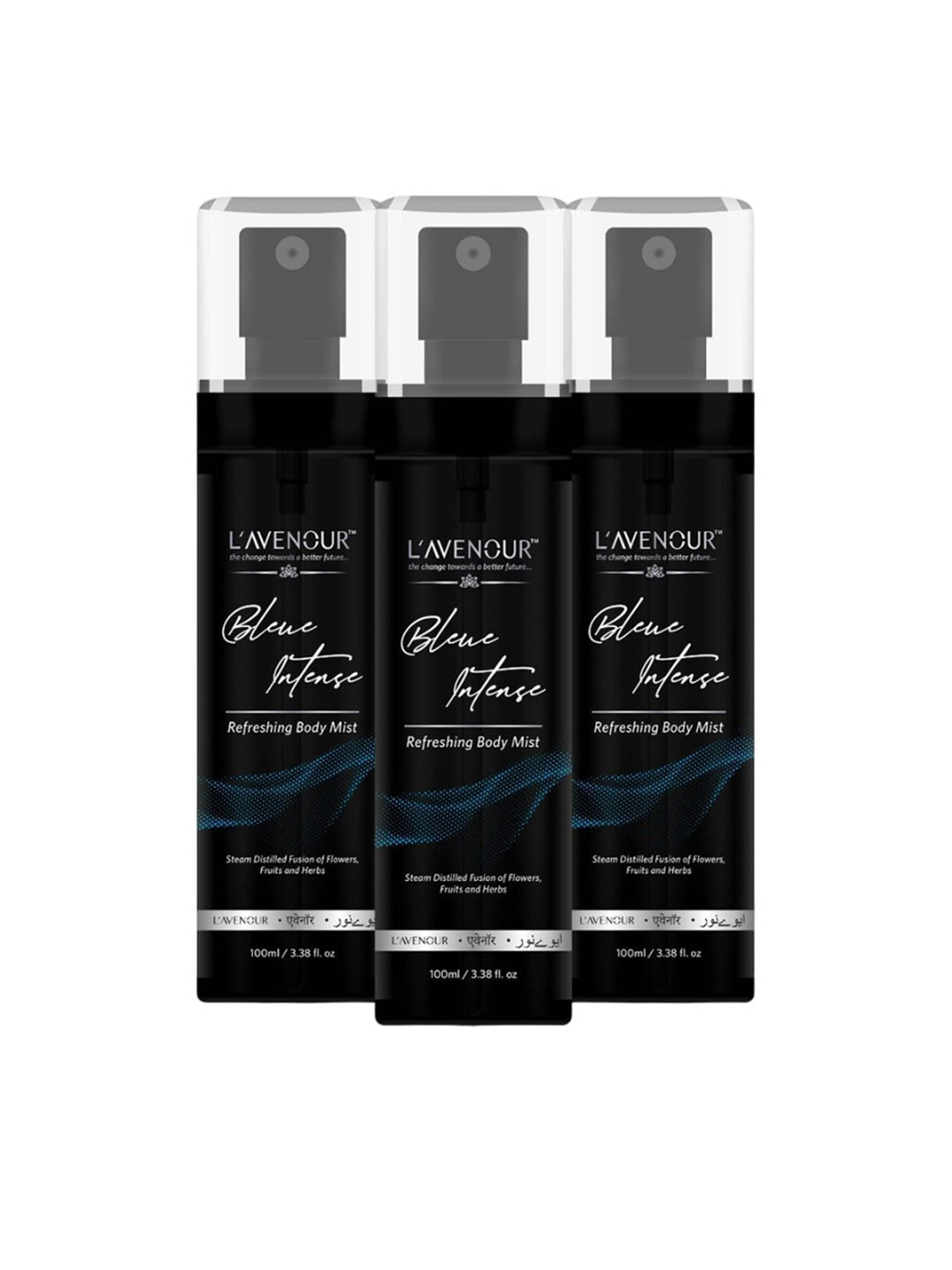 L'AVENOUR Set Of 3 Blue Intense Long Lasting Body Mist Spray - 100 ml Each