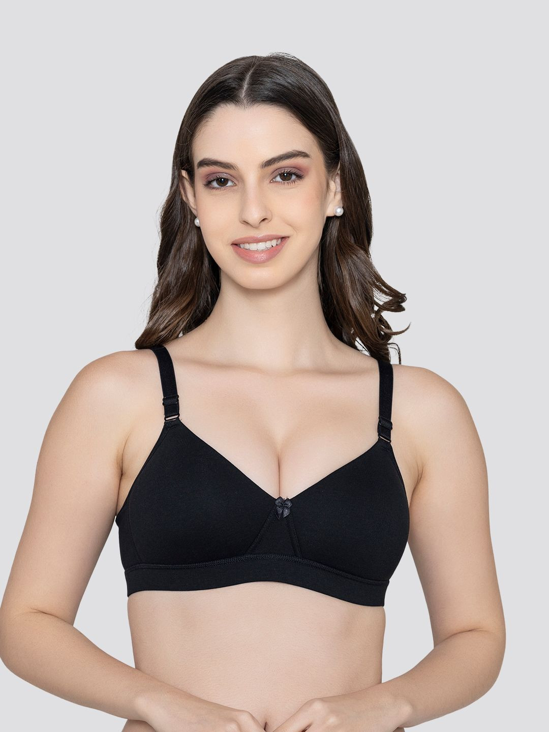 K LINGERIE Pack of 2 Tessa Full Support Seamless Padded Cups Designer Bra BLK-BLK