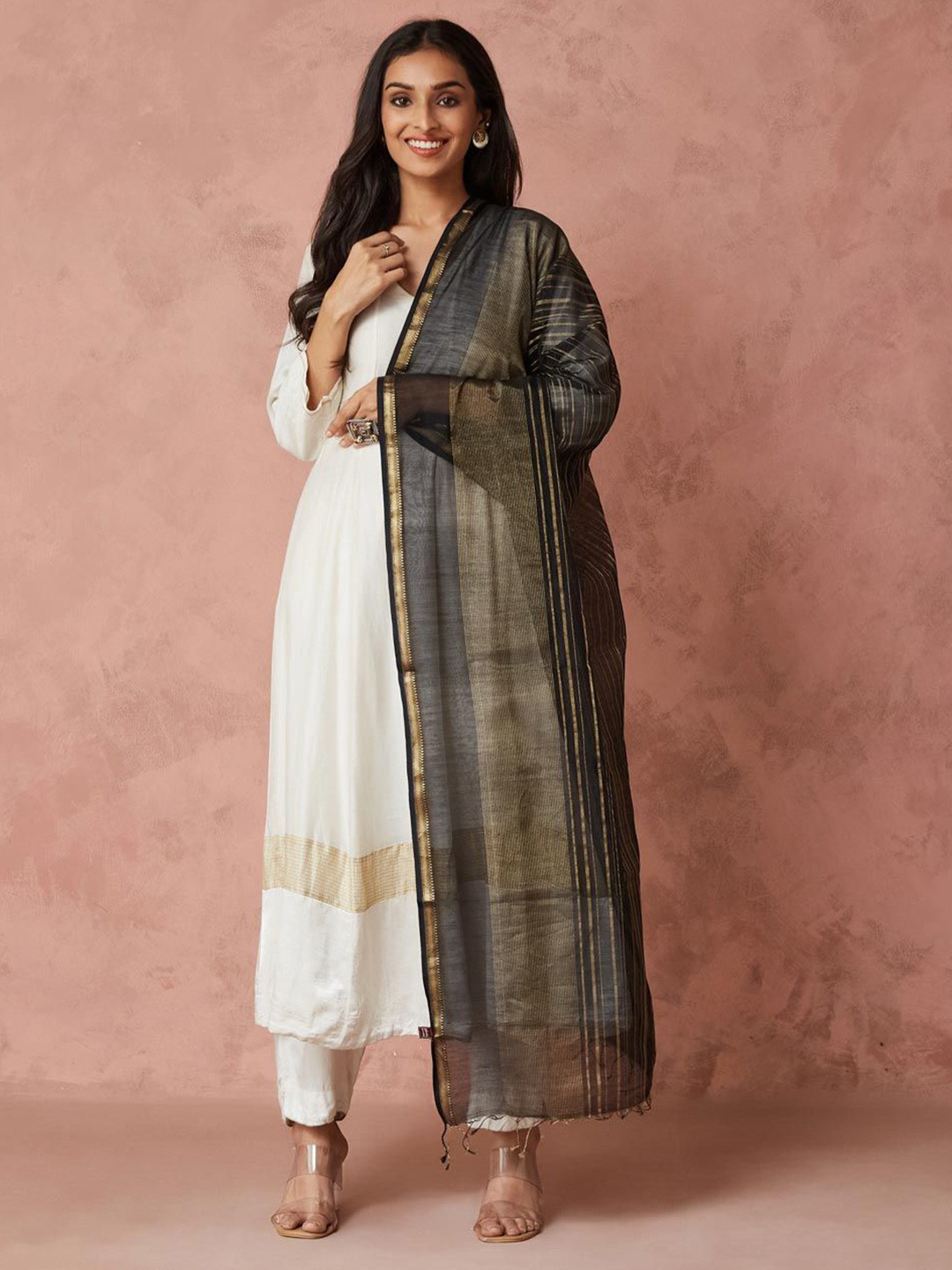 Fabindia Black Maheshwari Dupatta