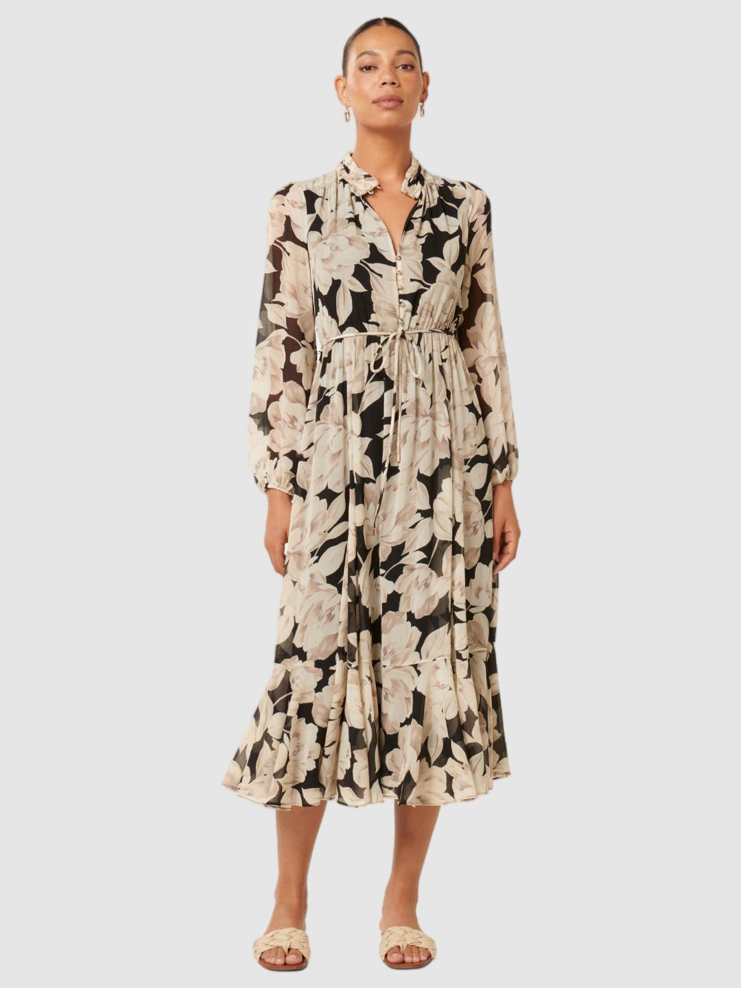 Forever New Women Floral Printed Fit and Flare Midi Dress