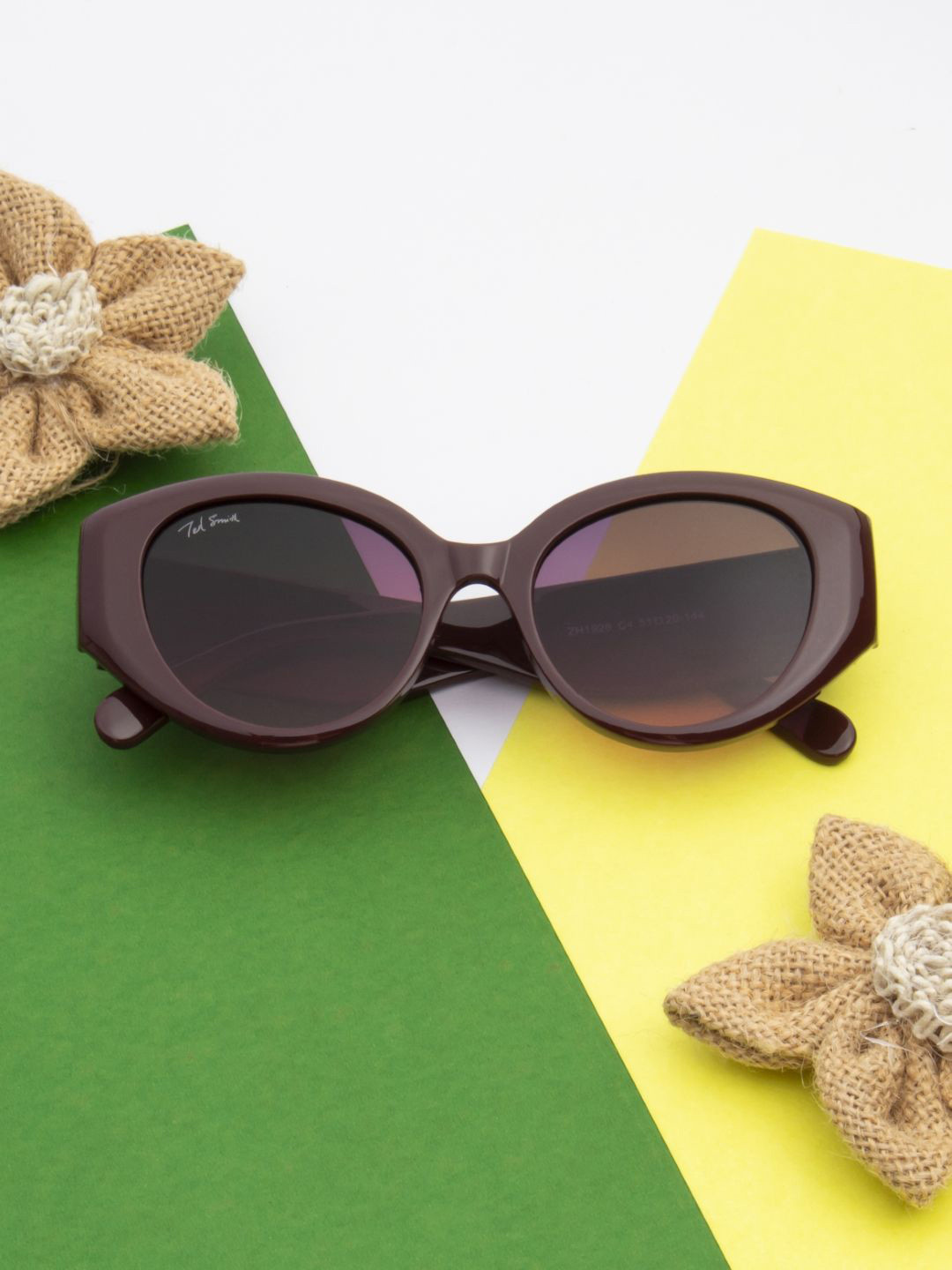 Ted Smith Women Cateye Sunglasses with UV Protected Lens DRIZELLA_C4-MAROON