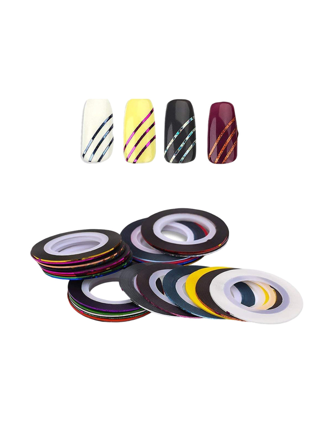 Scheibe Set Of 12 Nail Art Striping Tapes - Black
