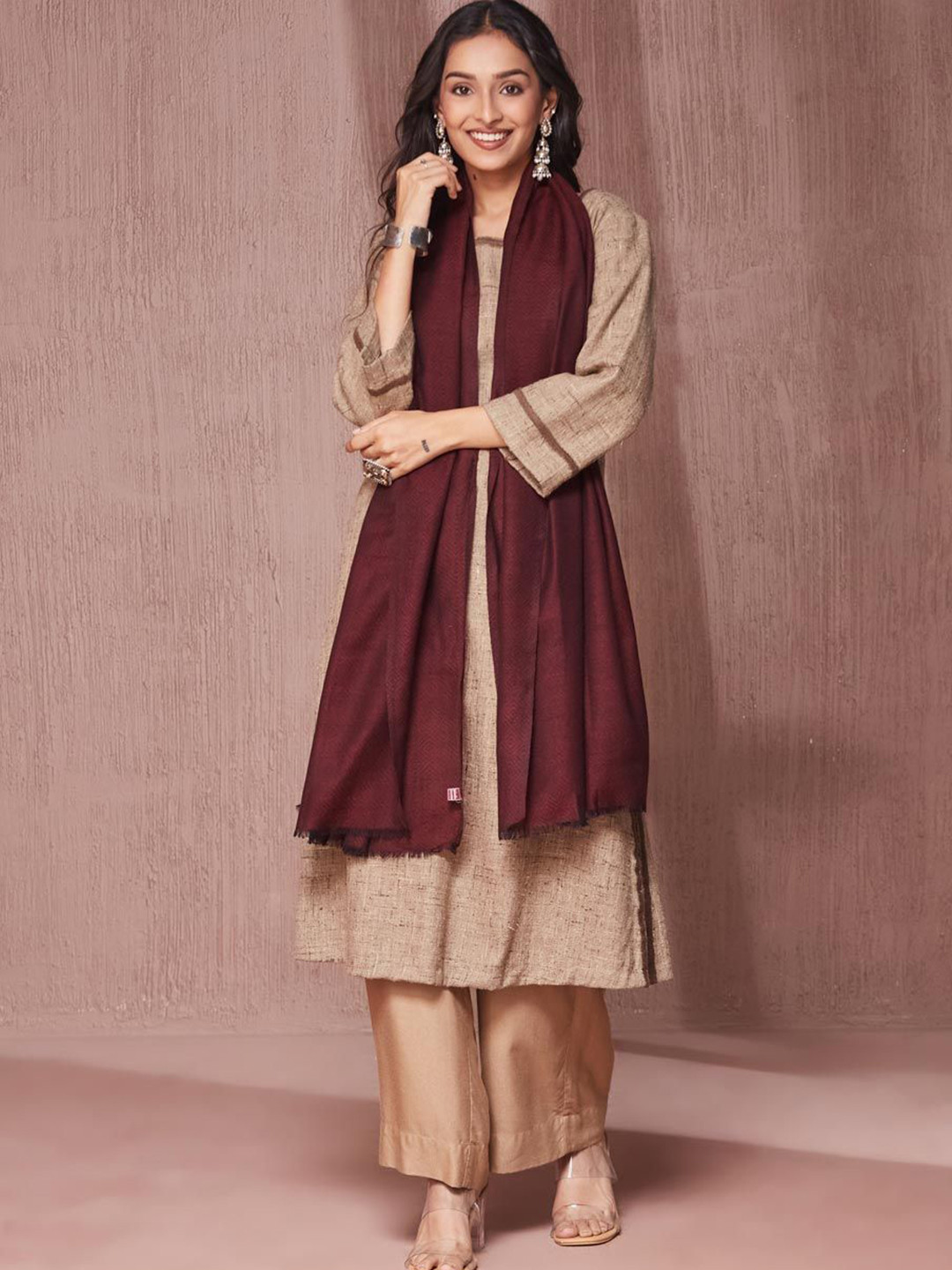 Fabindia Maroon Wool Stole