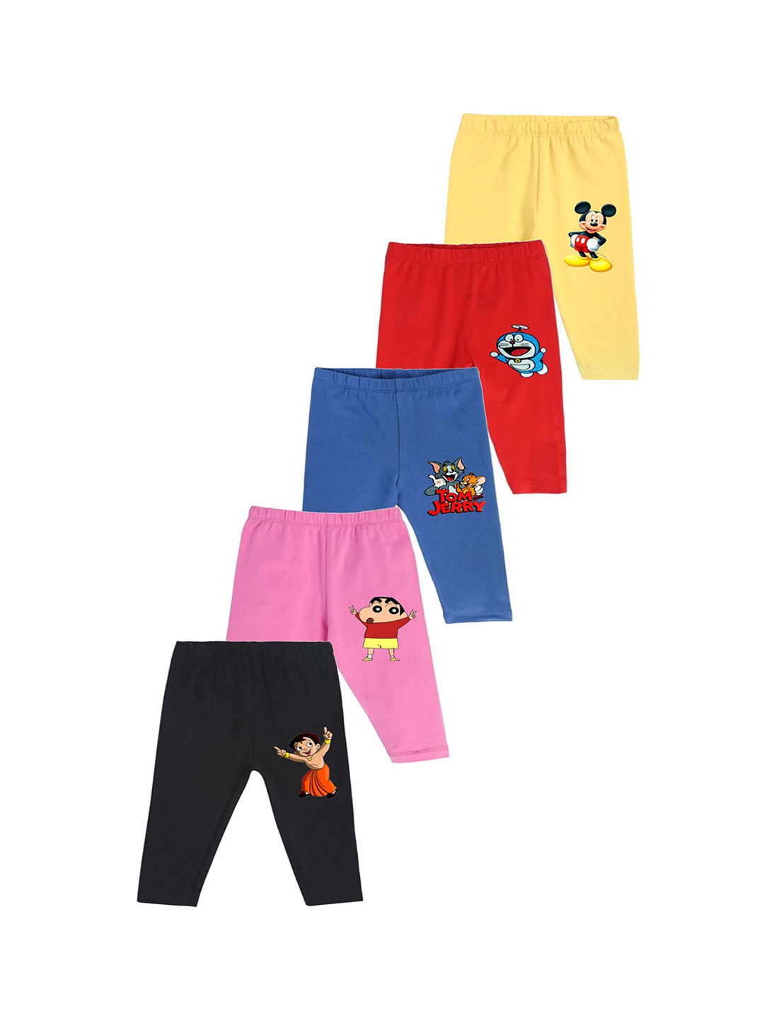 FRENCH KLEIDER Boys Pack Of 5  Cartoon Characters Printed Track Pants