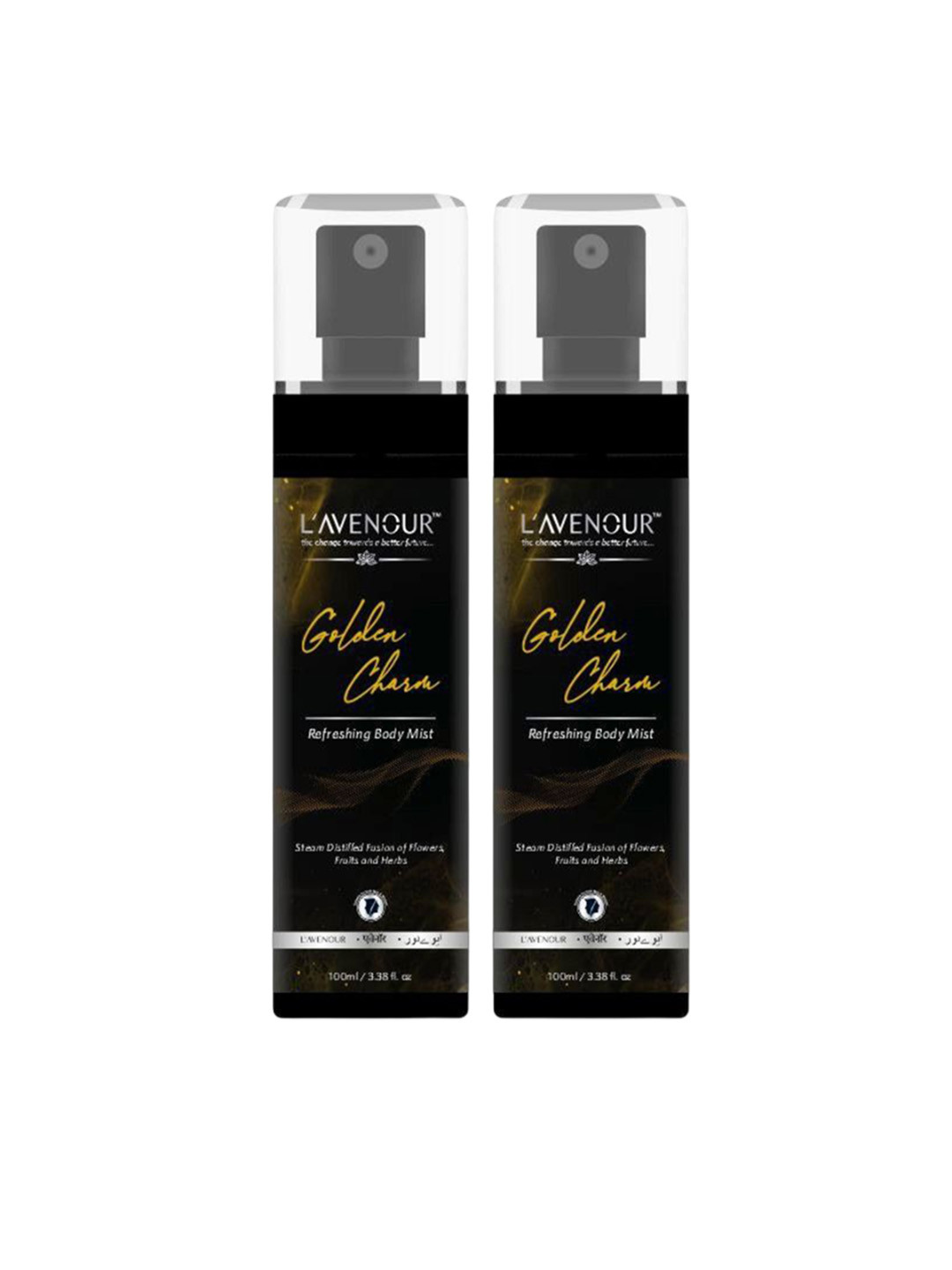 L'AVENOUR Set Of 2 Golden Charm Refreshing Long Lasting Body Mist Spray - 100 ml Each