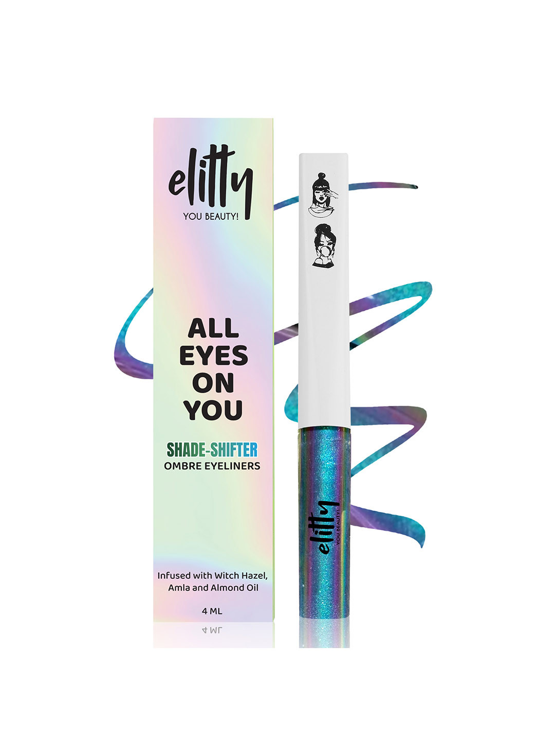 Elitty Ombre Holographic Pop Coloured Eyeliner 4ml - Jade Jive
