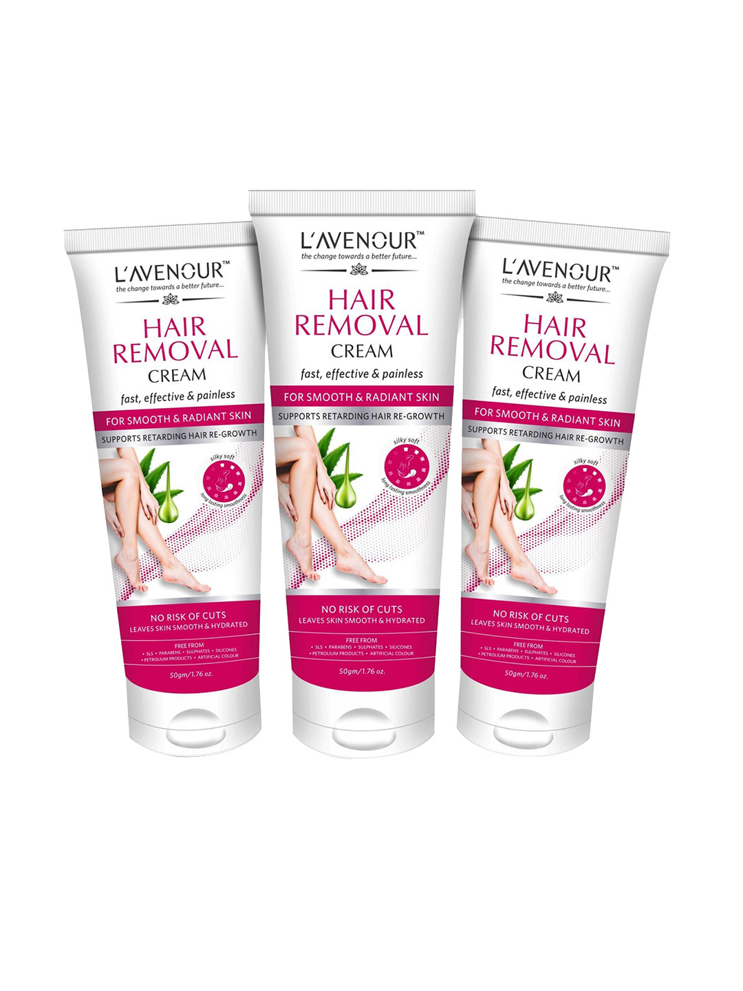 L'AVENOUR Set Of 3 Hair Removal Cream For Arms, Underarms, Legs & Bikini Line - 50 g Each