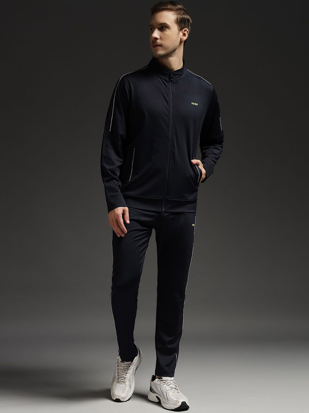 FCK GOLD Men Printed Collar Long Sleeve Tracksuits