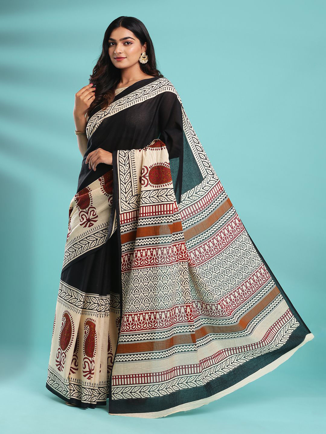 Kalyan Silks Ethnic Motifs Printed Dabu Saree