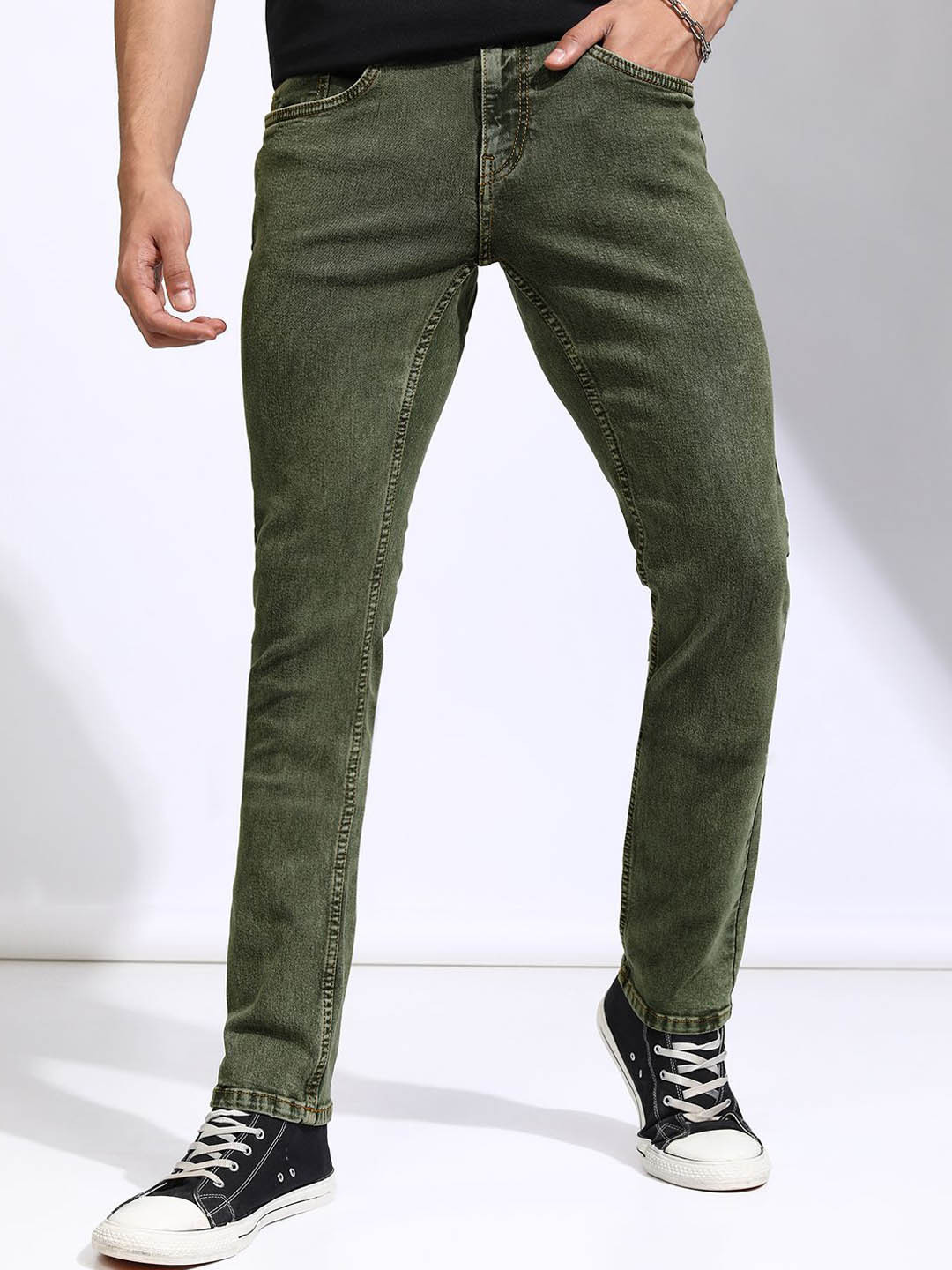HIGHLANDER Men Slim Fit Mid-Rise Stretchable Jeans