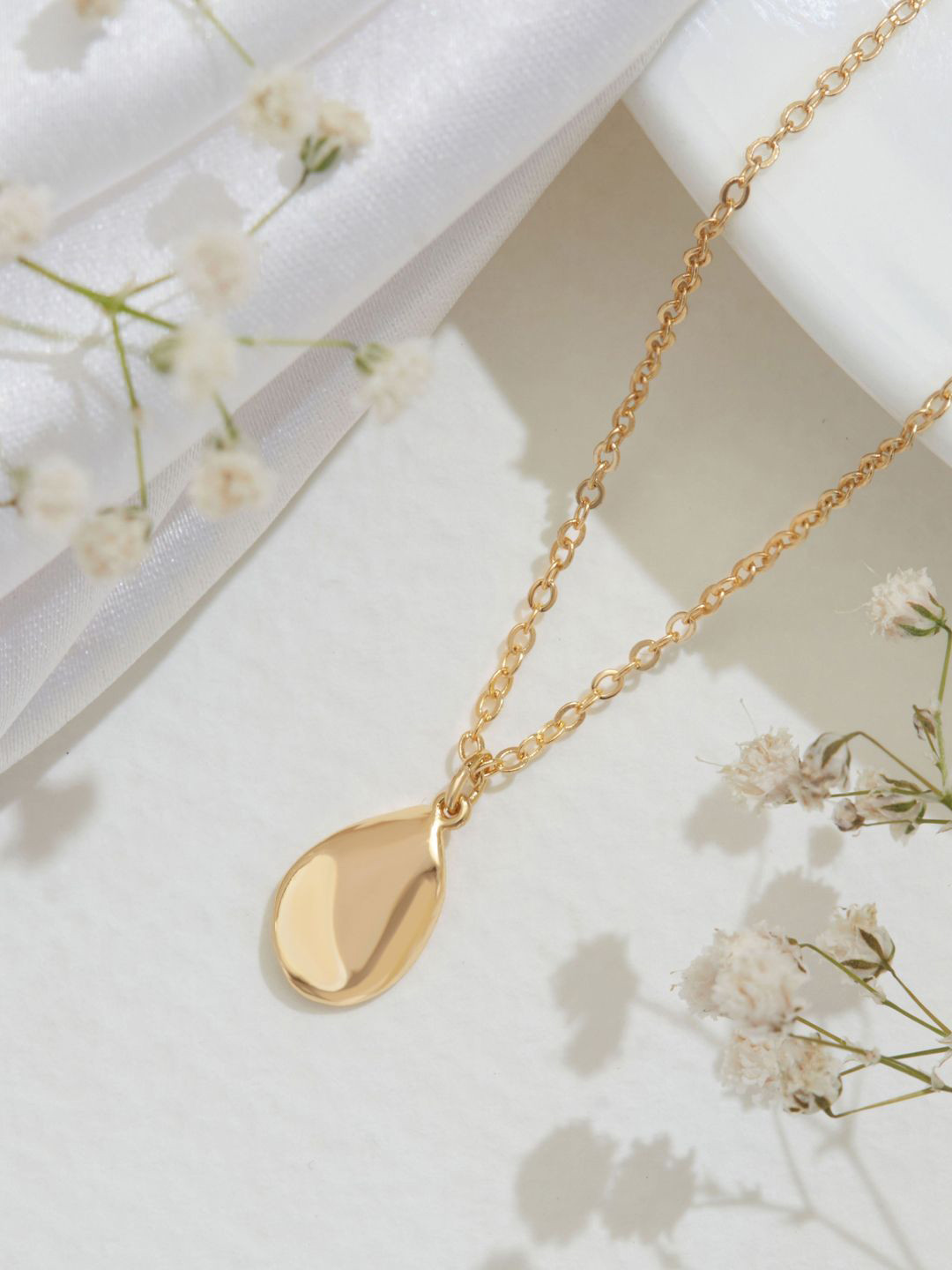Accessorize 14k Gold-Plated Teardrop Shaped Pendant with Chain