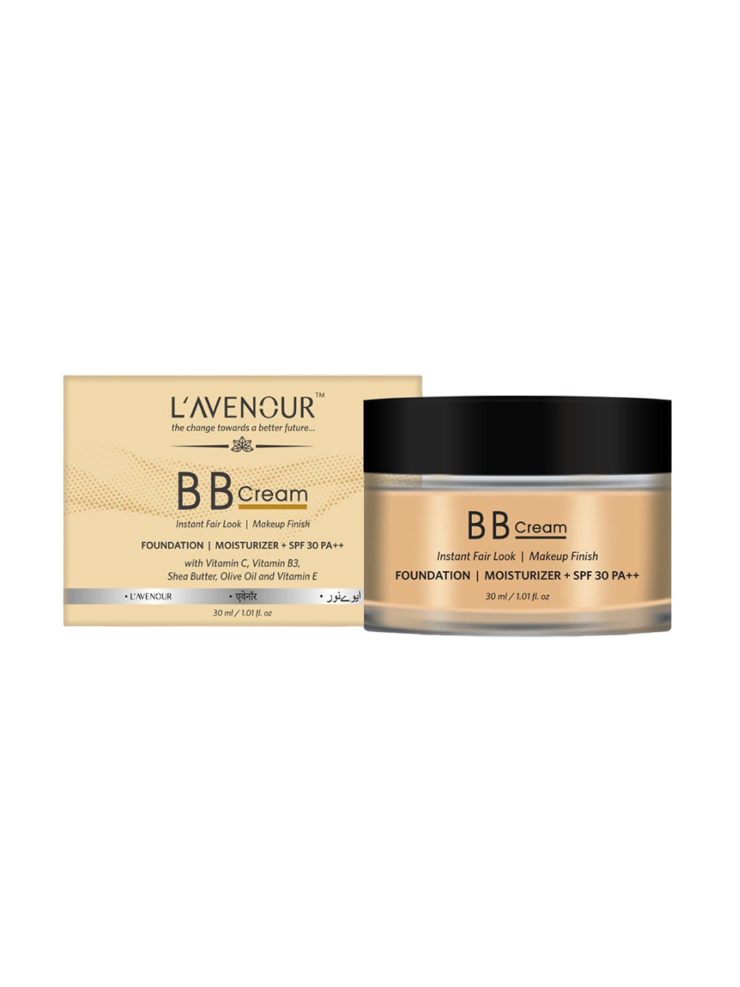 L'AVENOUR BB Cream With SPF 30 PA++ For Instant Fair Look & Makeup Finish -30 ml