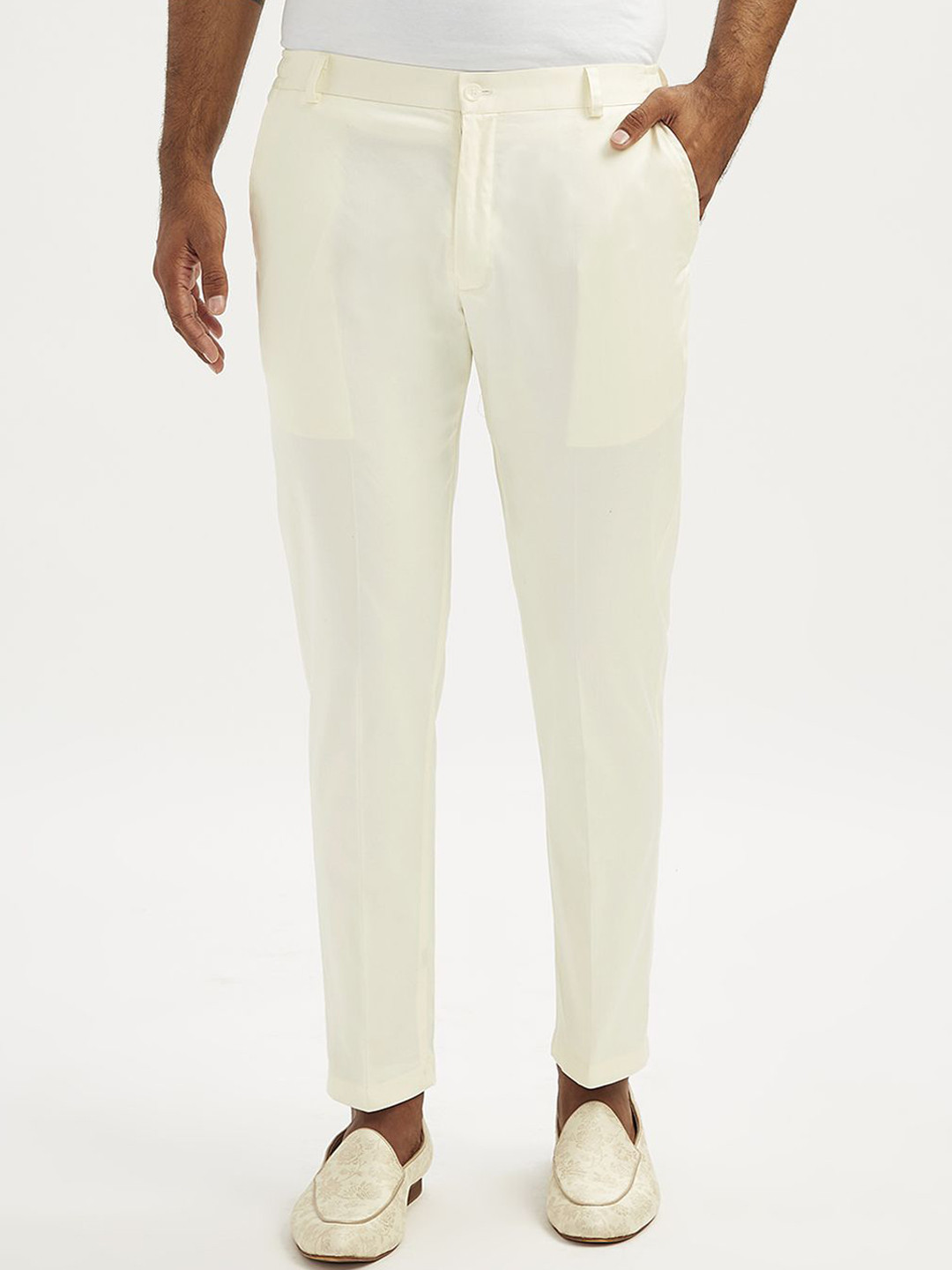 VASTRAMAY Men Cream Lycra Pant Style Pyjama