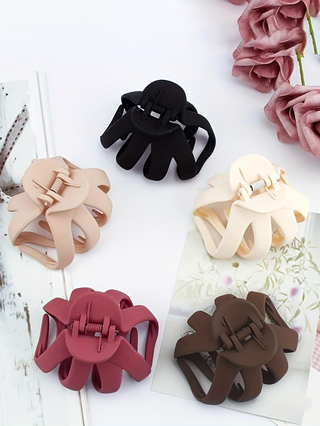 CHRONEX Set of 5 Matte Strong Grip Alligator Hair Clip -Assorted