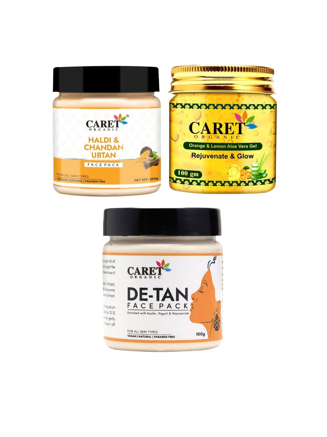 CARET ORGANIC Set Of 3 Turmeric Skin Care Combo