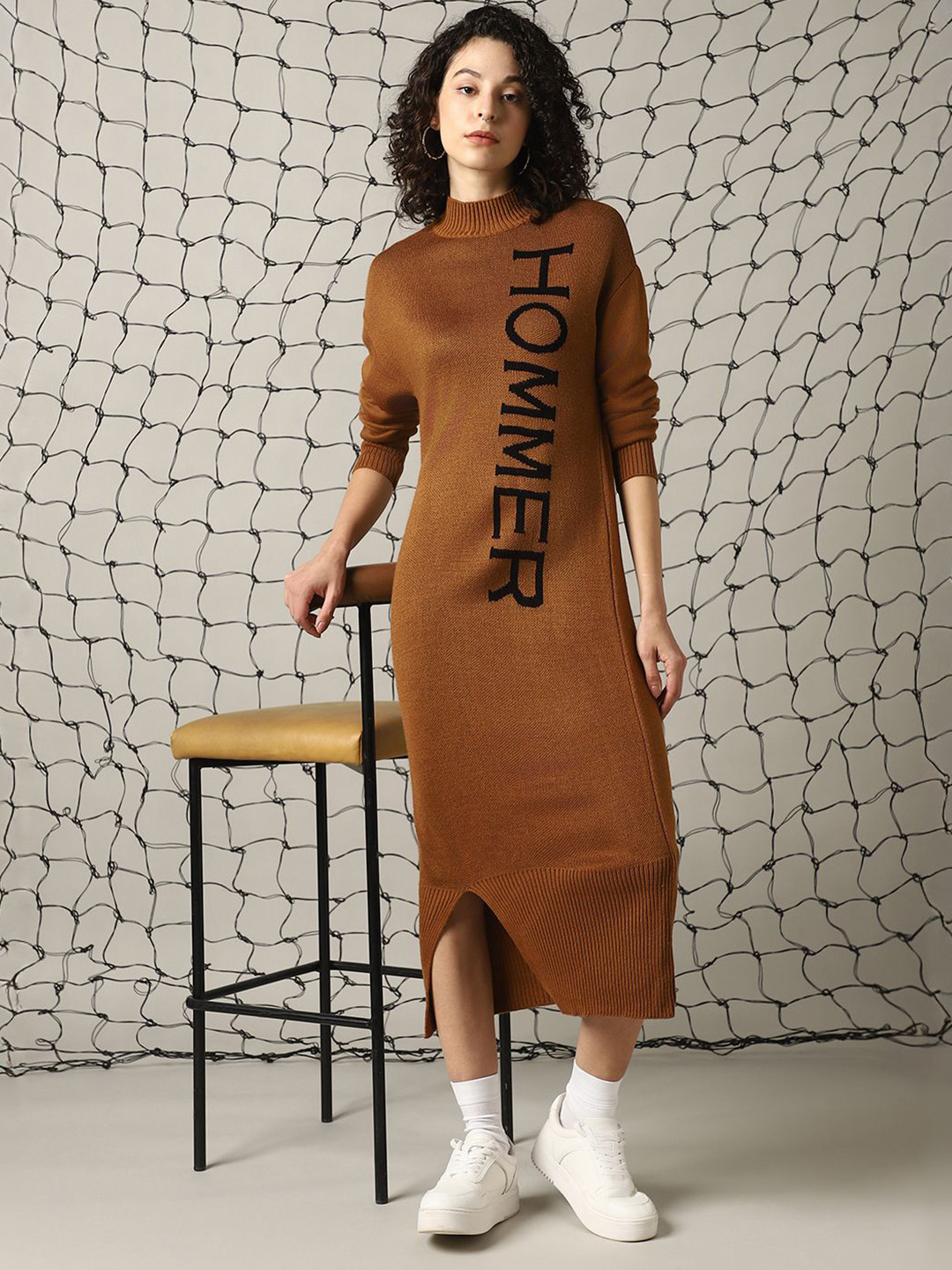 Hubberholme Women Typography A-Line Midi sweater Dress