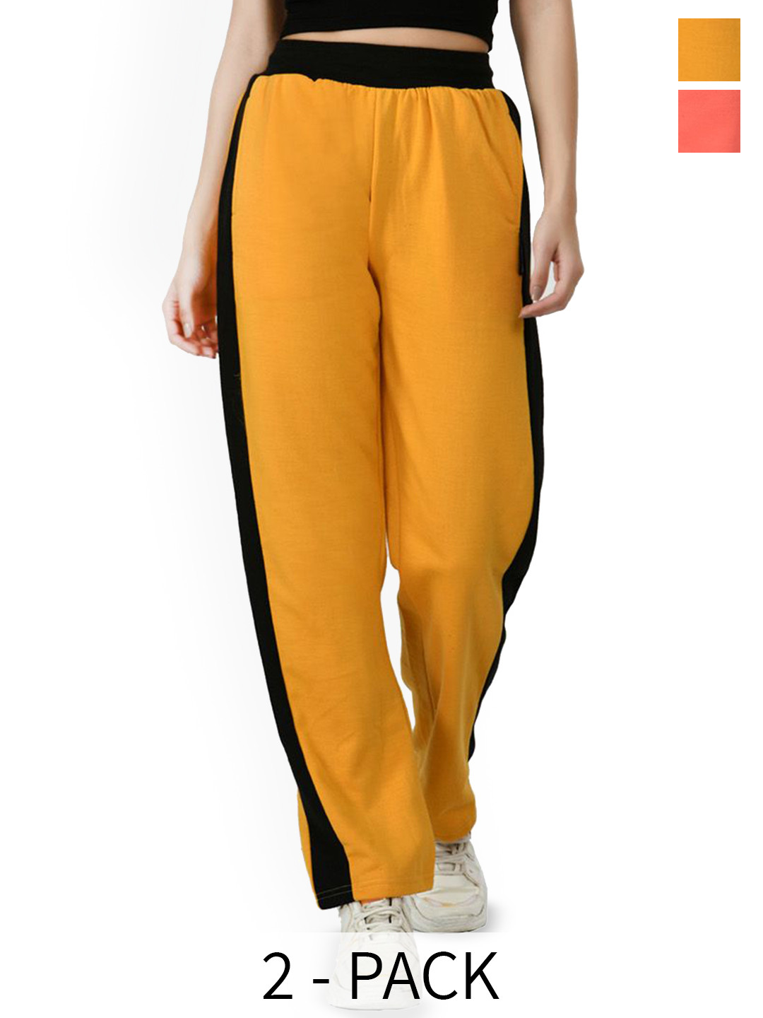 BAESD Women Pack Of 2 Colourblocked Warm Side Patta Lower Regular Fit Winter Track Pants