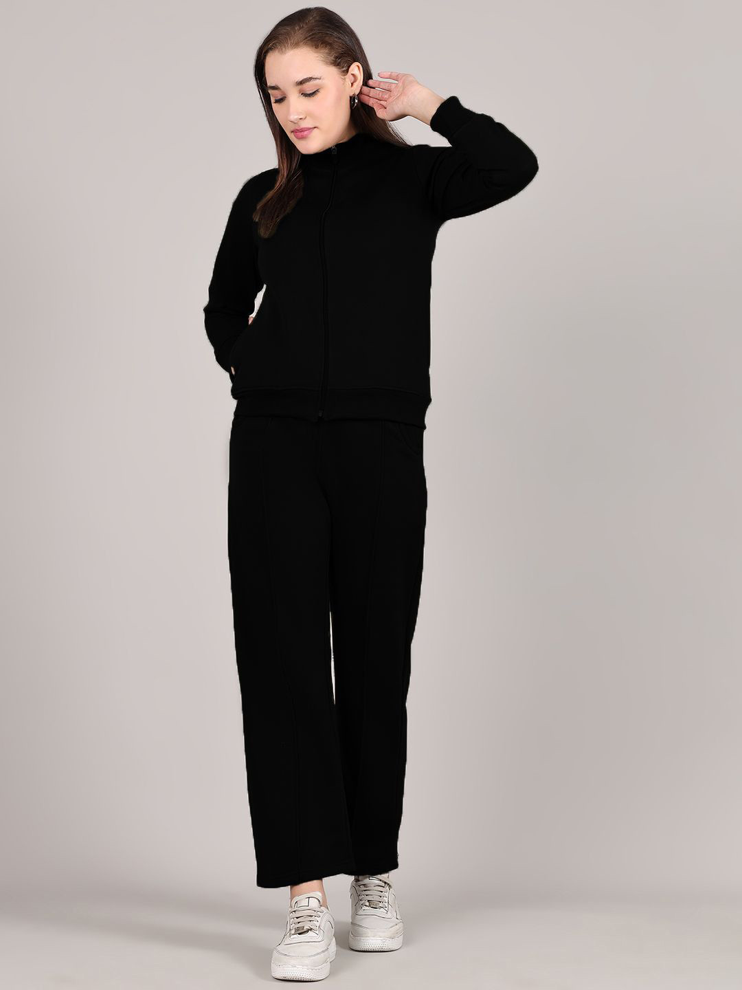 GRACIT Women Zipper Long Sleeves Sweatshirt & Trackpants Tracksuits