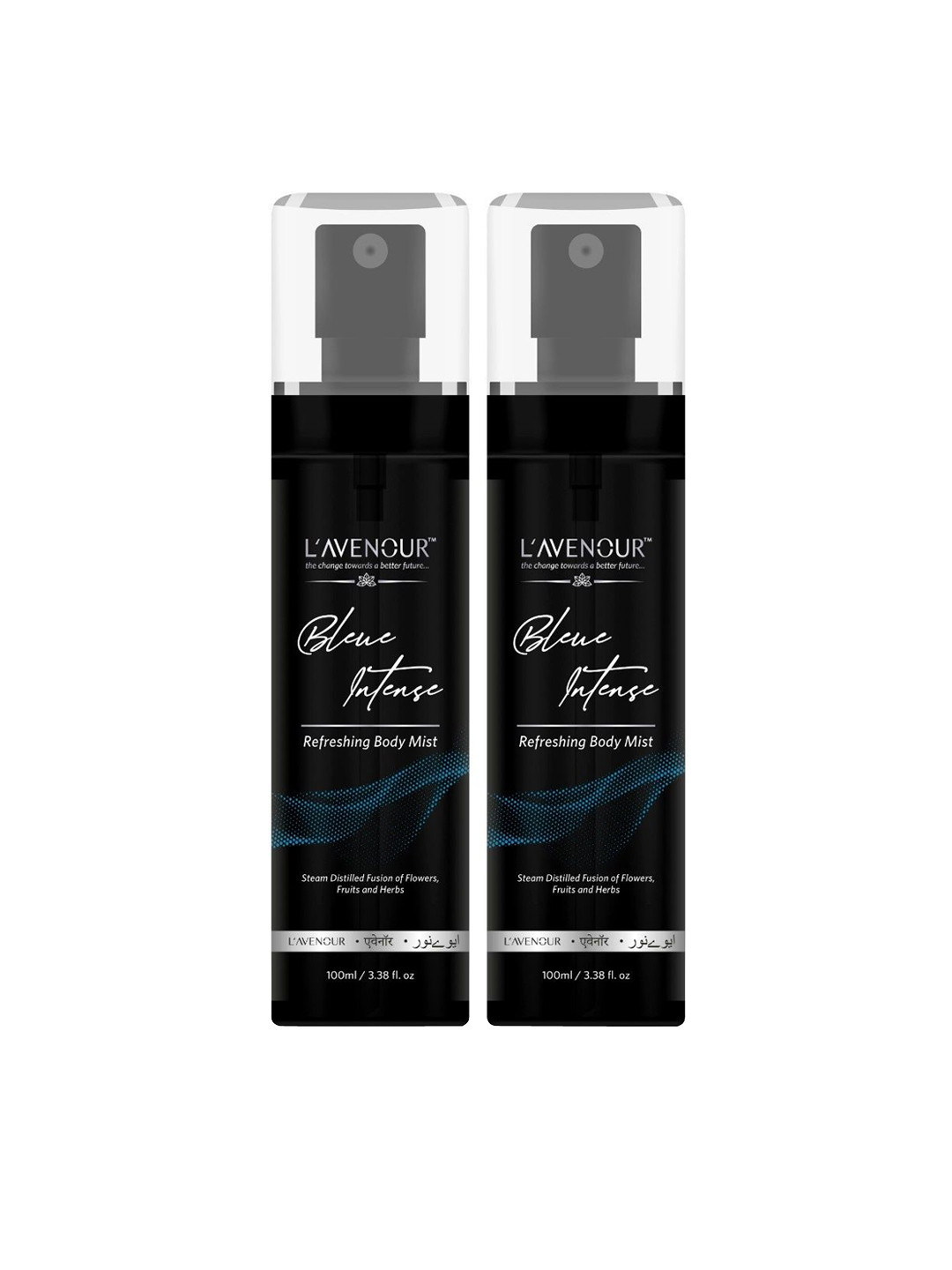 L'AVENOUR Set Of 2 Blue Intense Refreshing Long Lasting Body Mist Spray- 100 ml Each