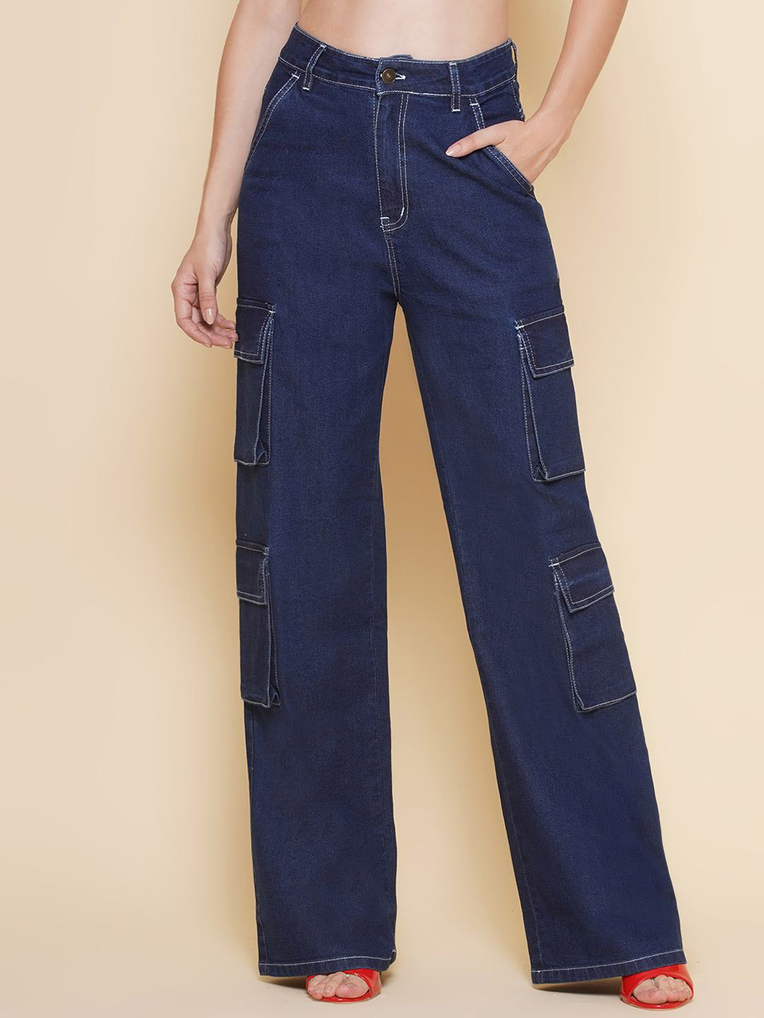 PUELLA Women High-Rise Easy Wash Cargos Style jeans