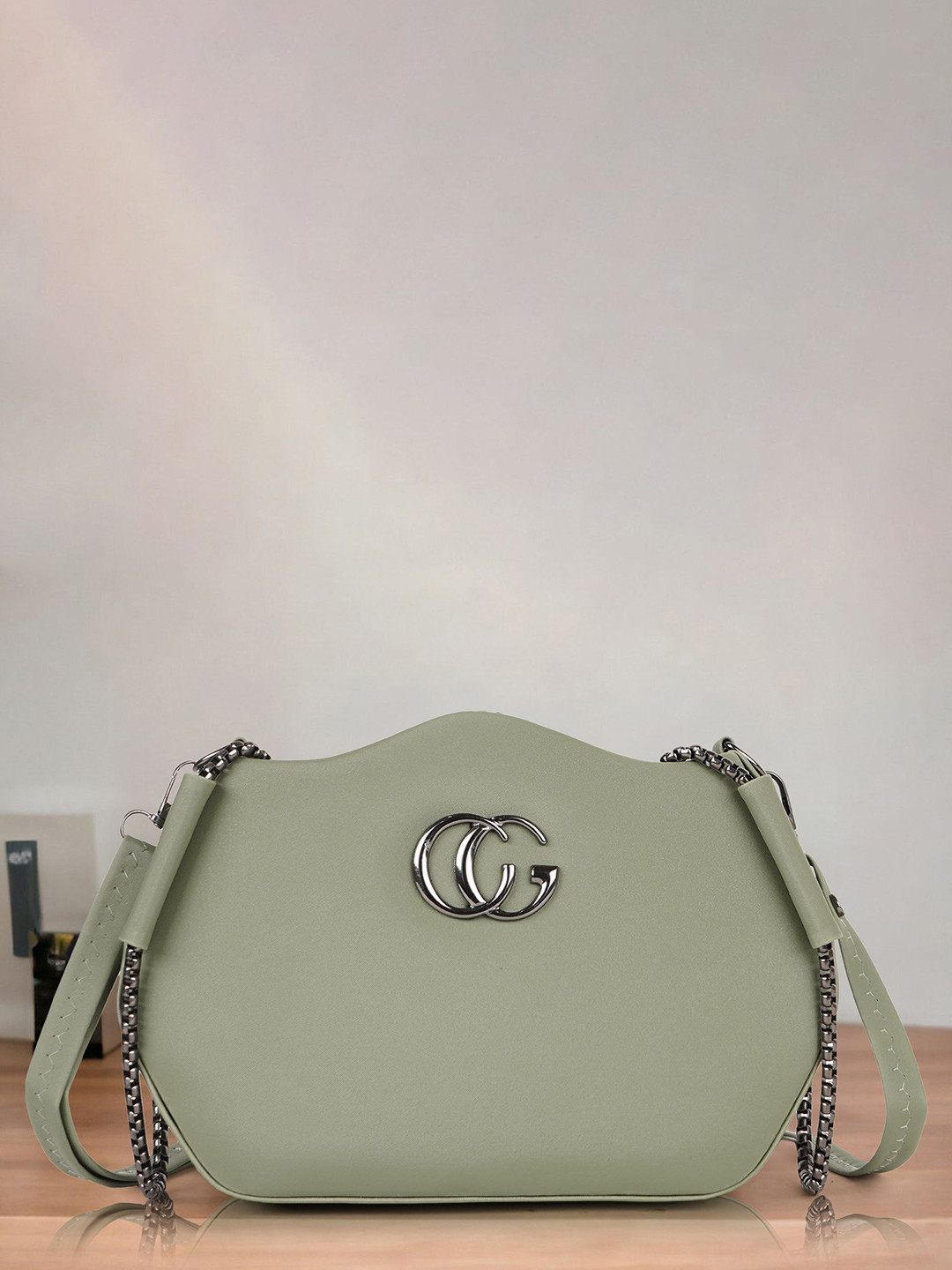 YOYOWING Solid Synthetic Leather Structured Sling Bag