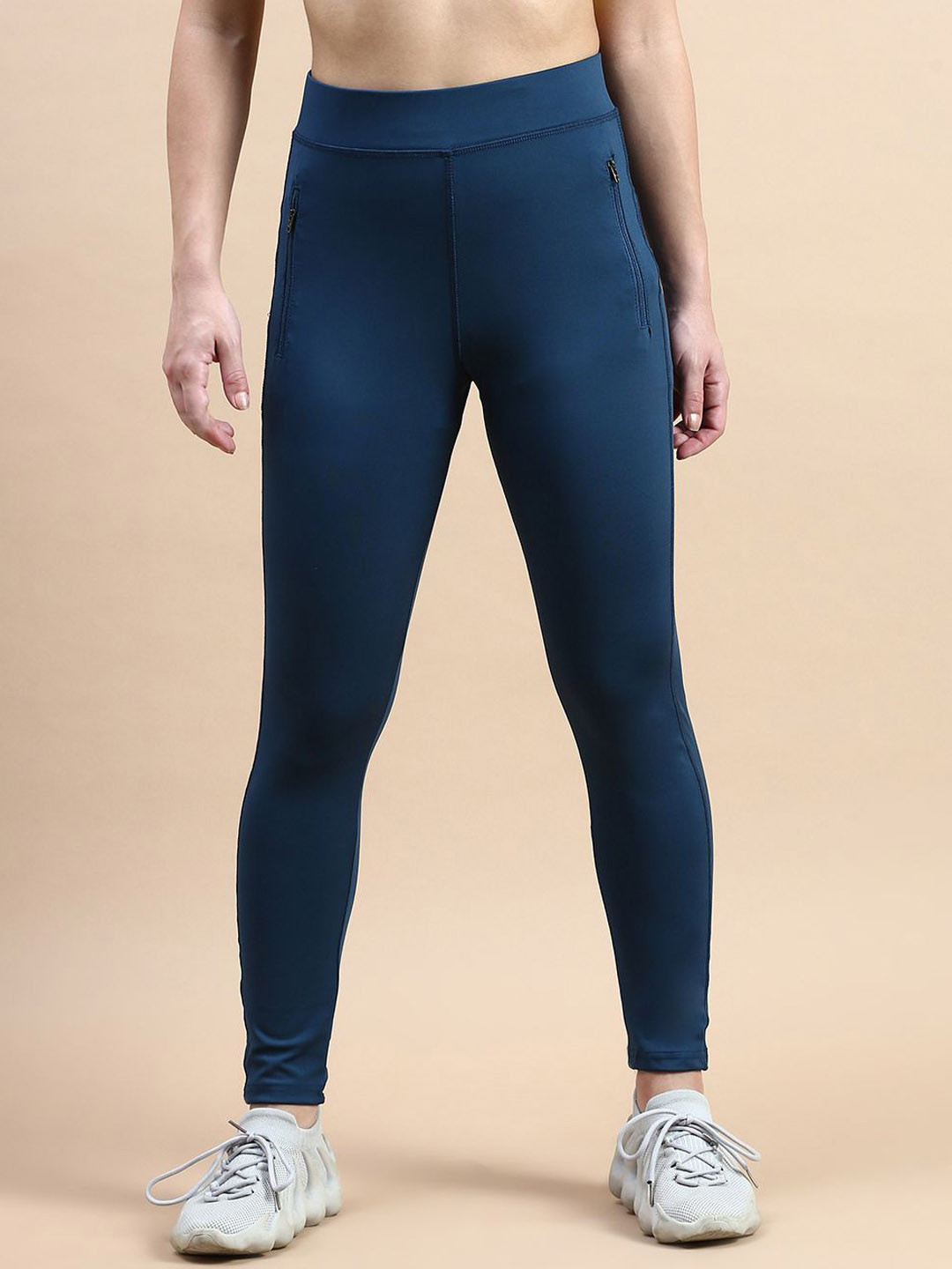 VOXATI Women Ankle Length Stretchable Gym Workout Tights With Zip Pockets
