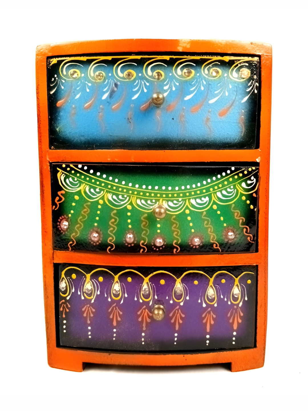 apka mart Black & Blue Printed 3 Drawer Jewellery Organiser