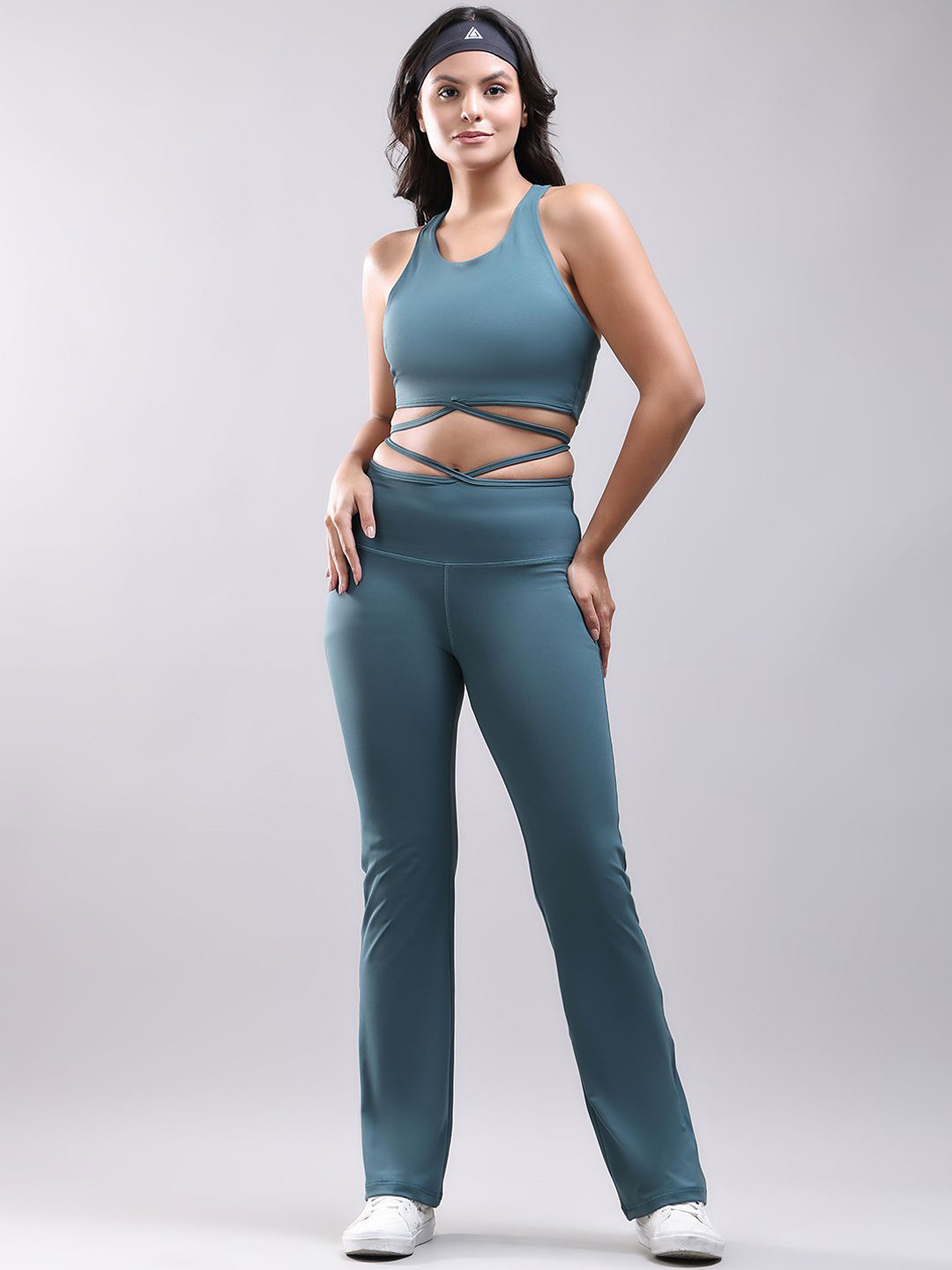 Aesthetic Bodies Round Neck Mid-Rise Active Wear Top With Leggings