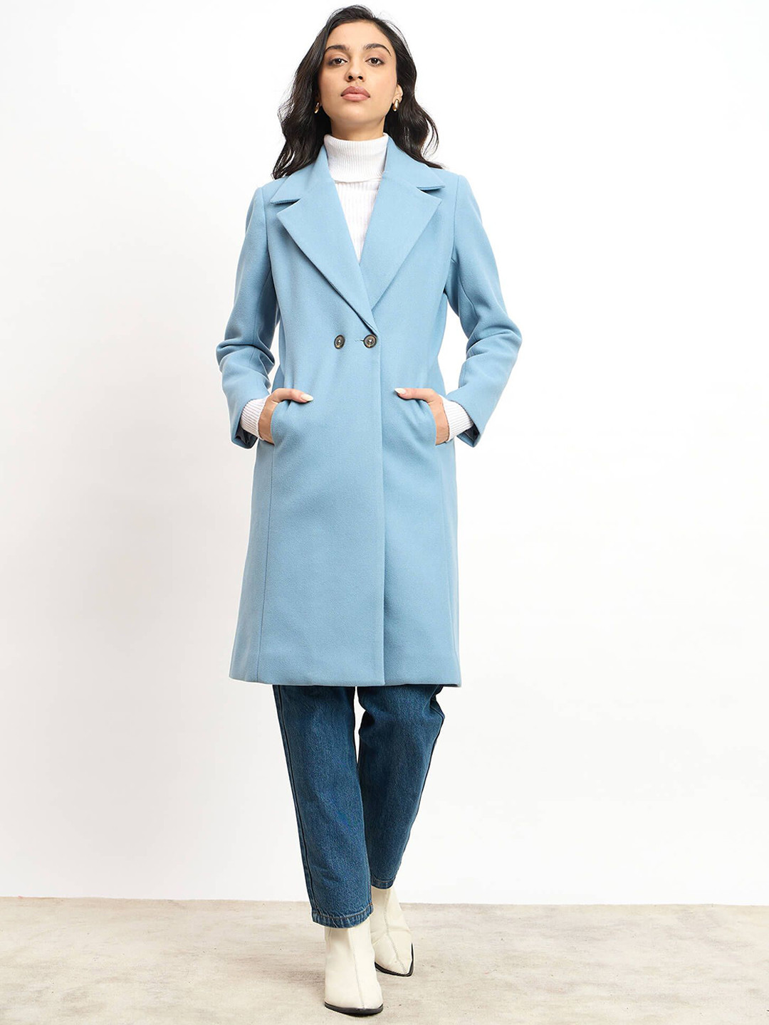 SALT ATTIRE Notched Lapel Longline Overcoat
