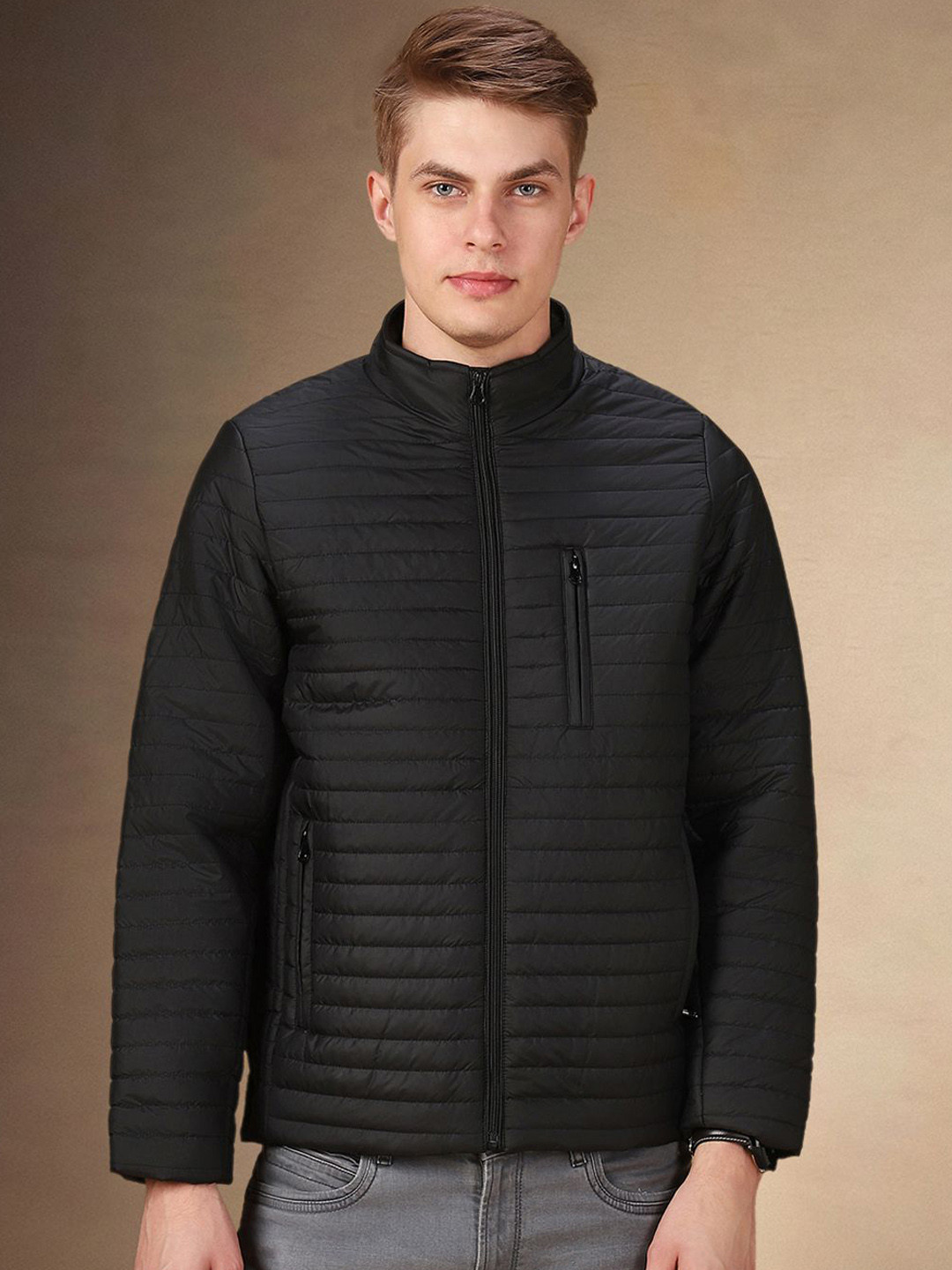 Dennis Lingo Men Puffer Jacket with Patchwork