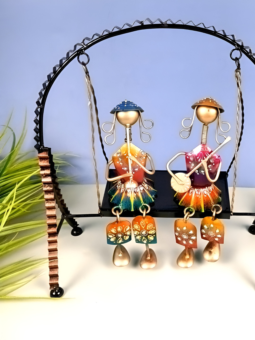 apka mart Musician with Hanging Legs Black Metal Metallic Living Room Music Medium Showpiece - 14.6 Inches