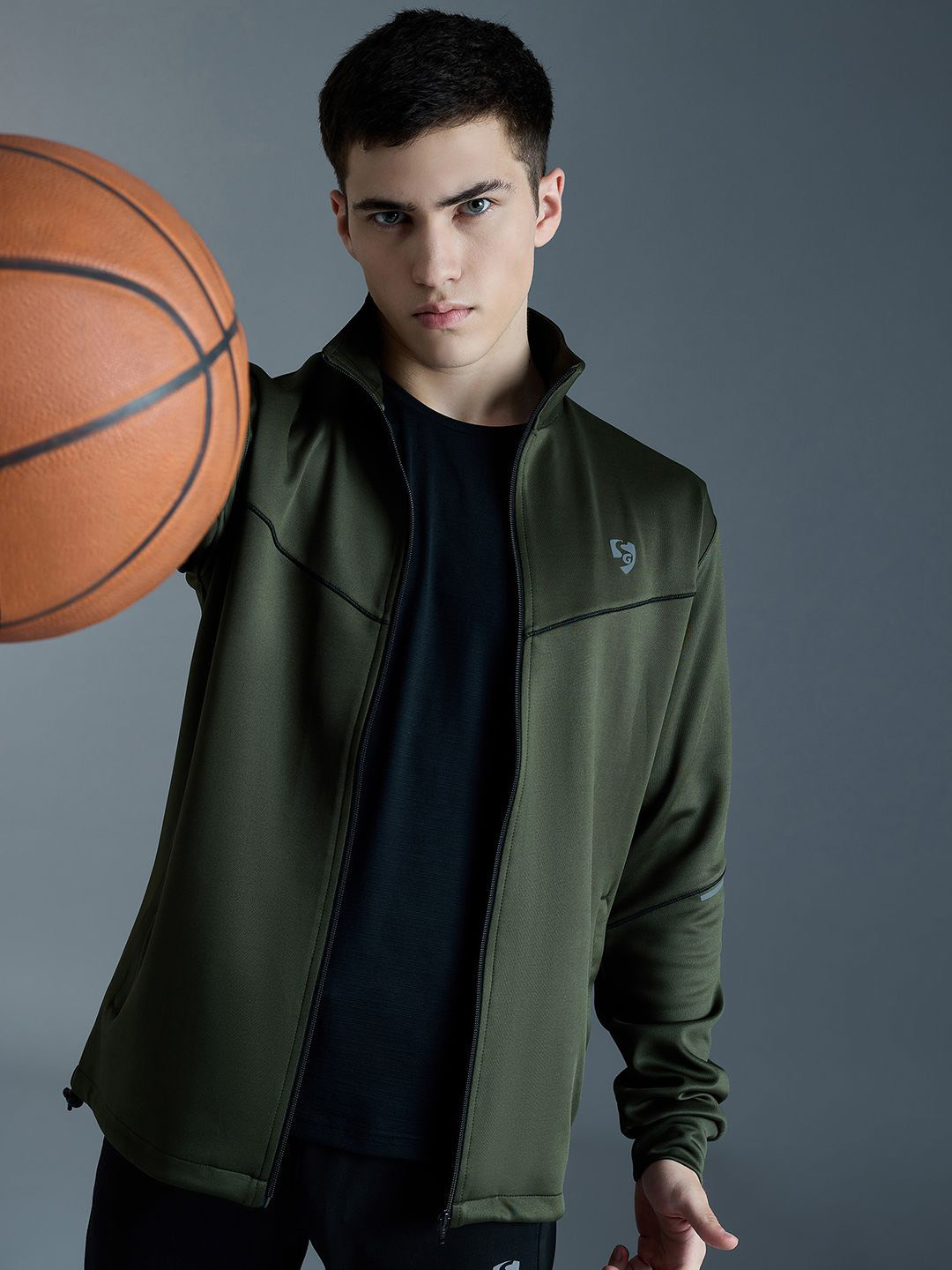 SG Men Brand Logo Polyester Sporty Jacket Patchwork