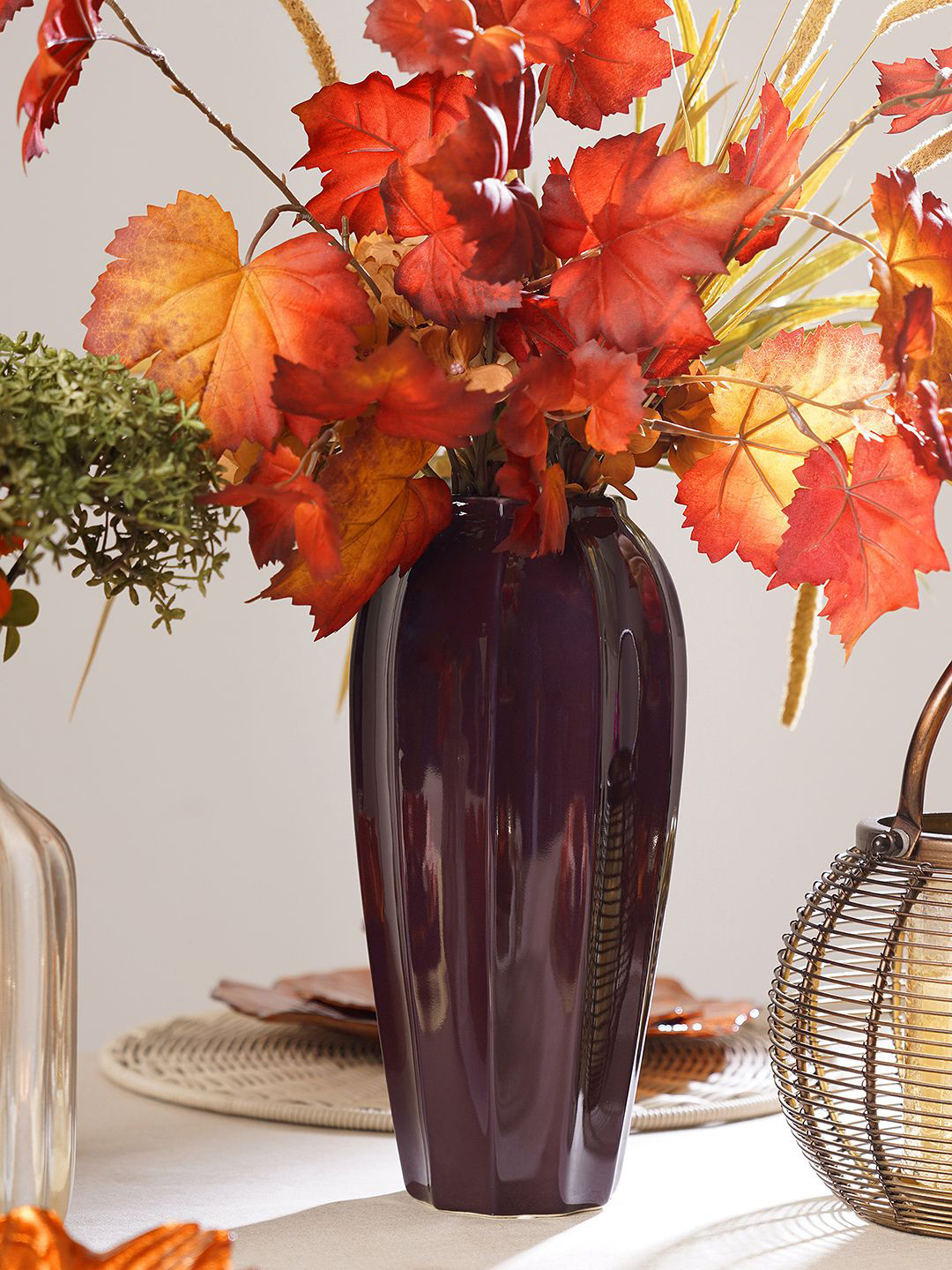 Pure Home and Living Dark Purple Glazed Ceramic Vases