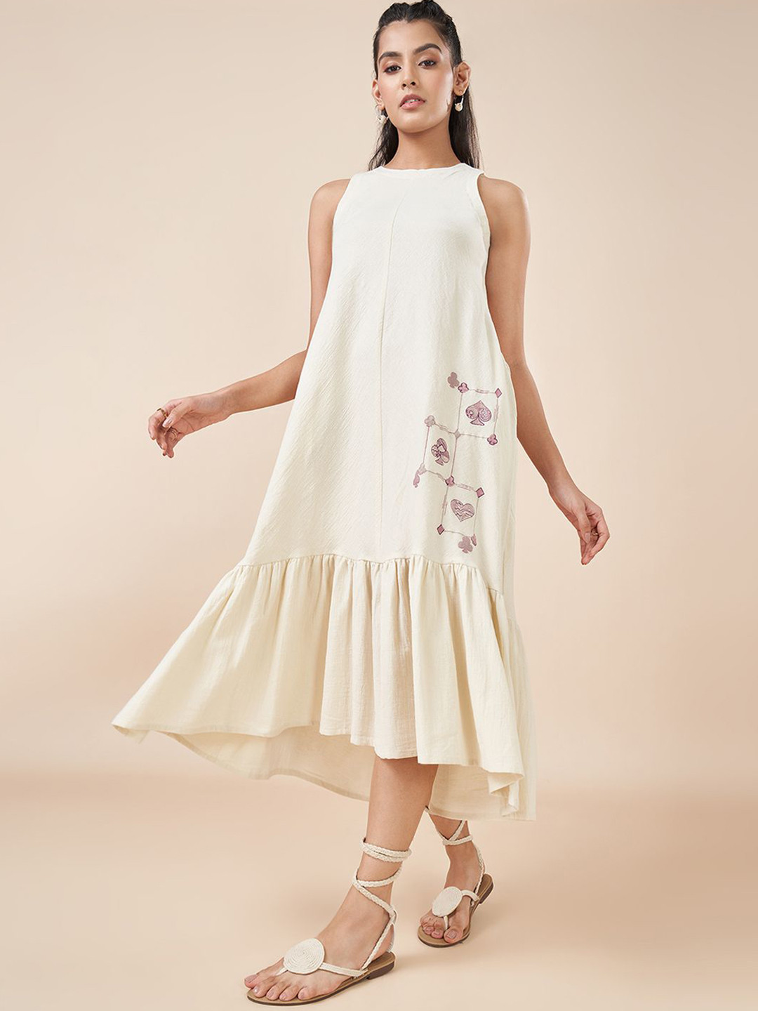 AKKRITI BY PANTALOONS Sleeveless Flounce A-Line Dress