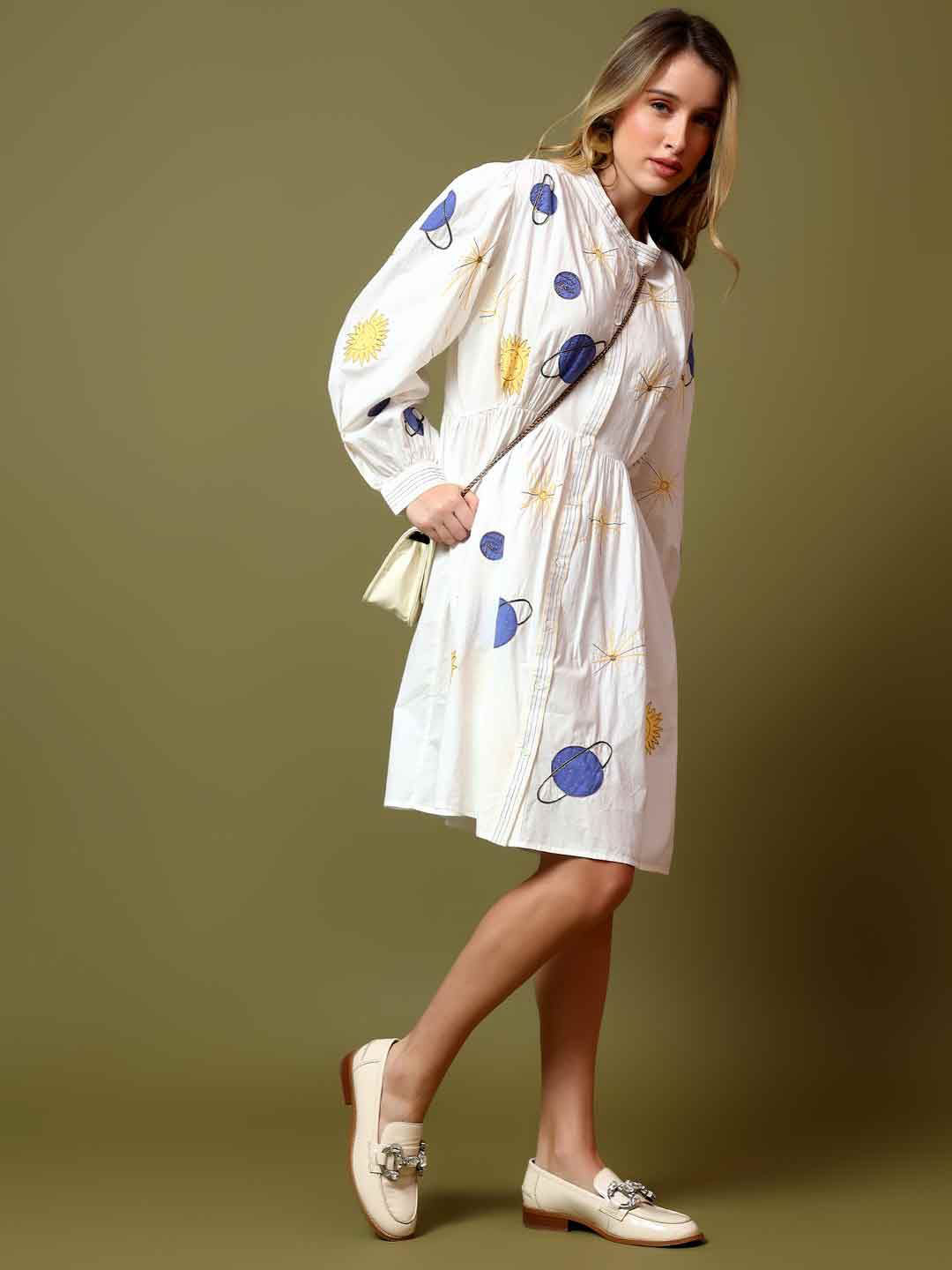 Saint G Women Cotton Conversational Printed Fit & Flare Dress