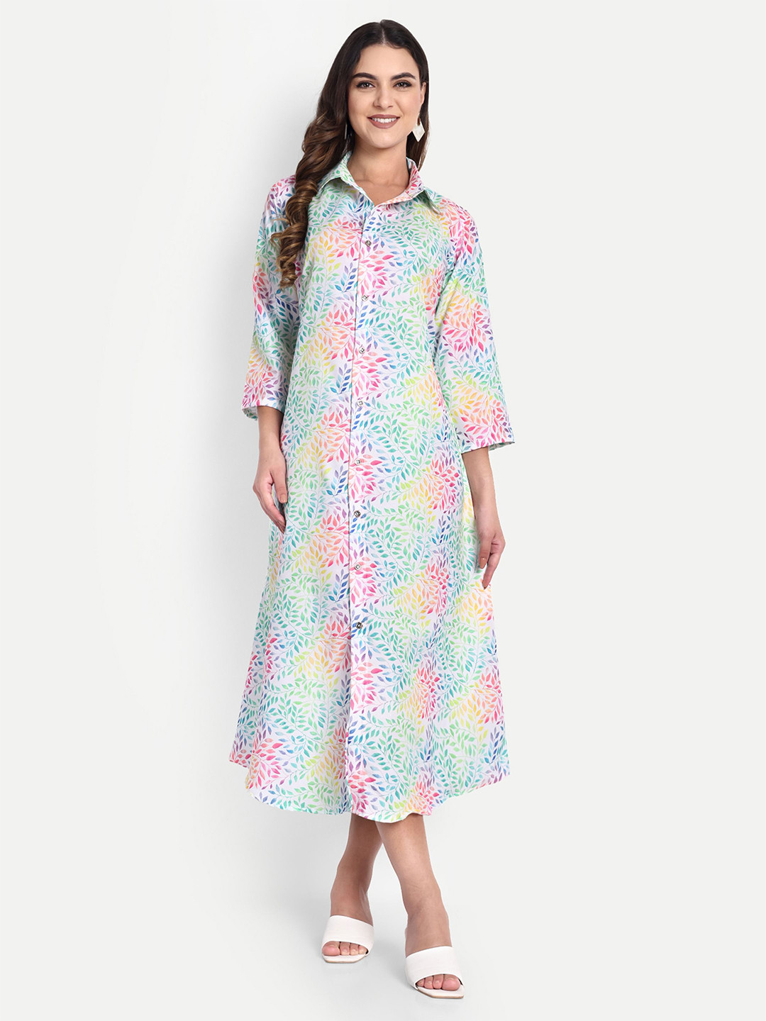 TILISM Women Floral Printed Shirt Maxi Dress