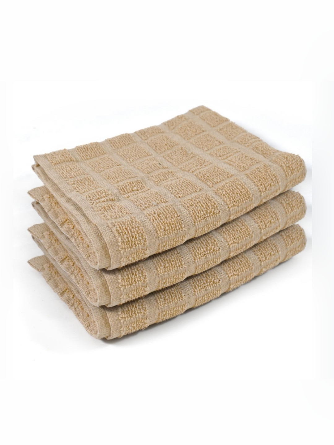 PRAKARTIK Brown 3 Pieces Striped Pure Cotton Heat Resistant Kitchen Towels