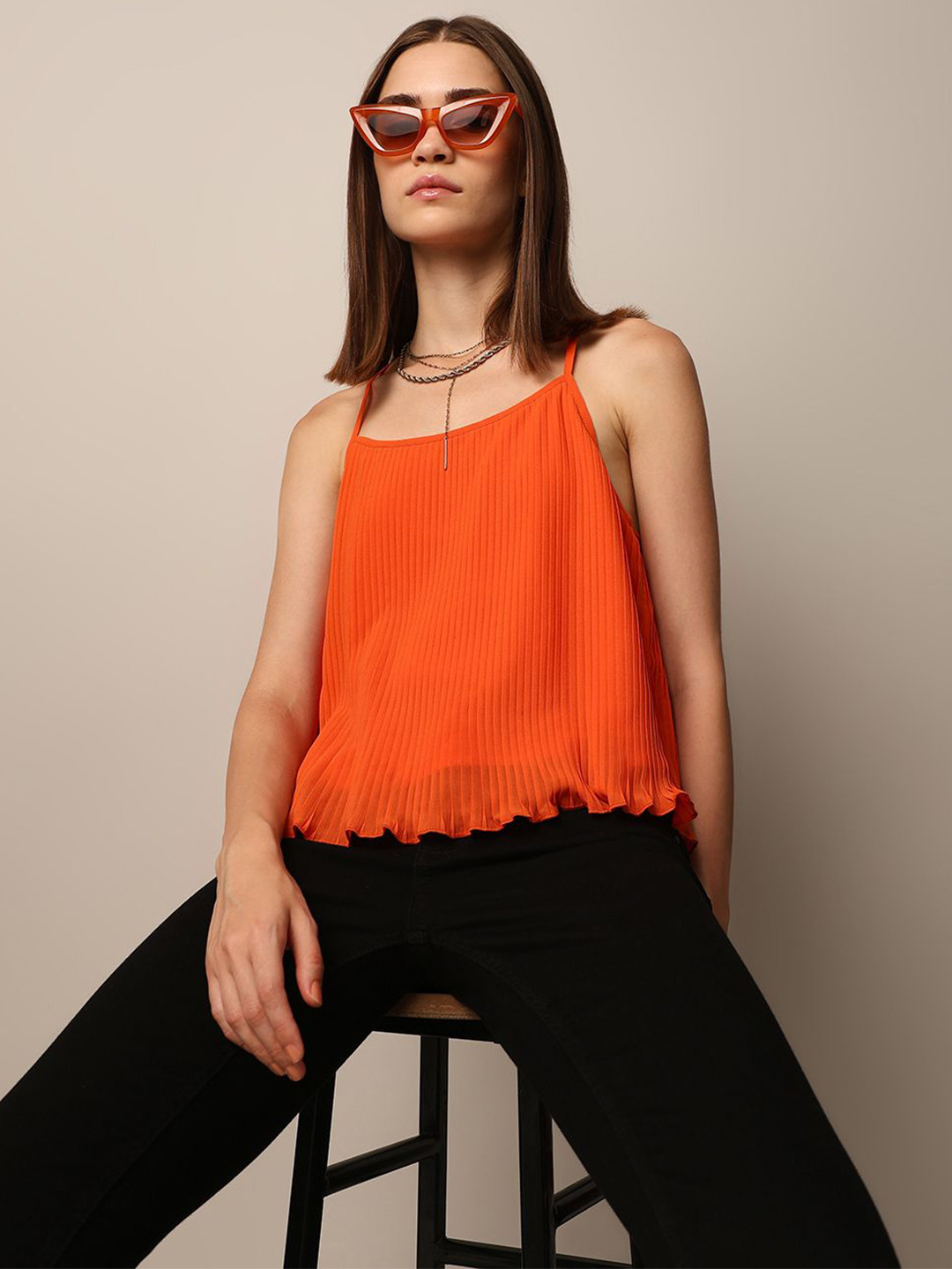 ONLY Women Self Design Tank Top