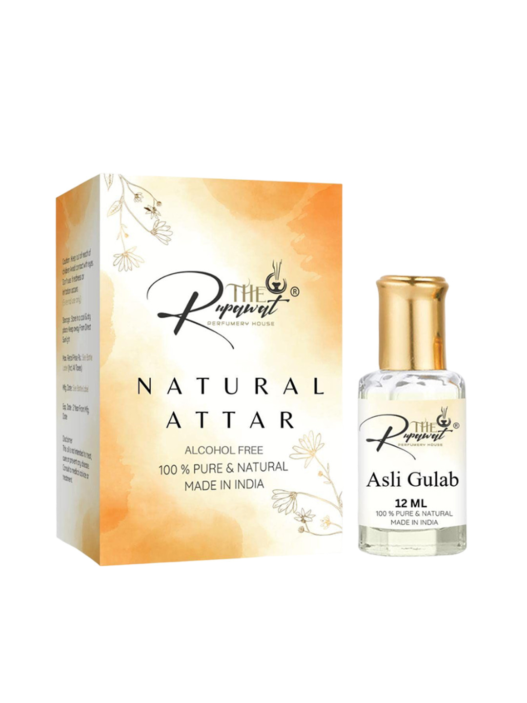 THE RUPAWAT Perfumery House Asli Gulab 100% Natural & Pure Alcohol Free Attar - 12 ml