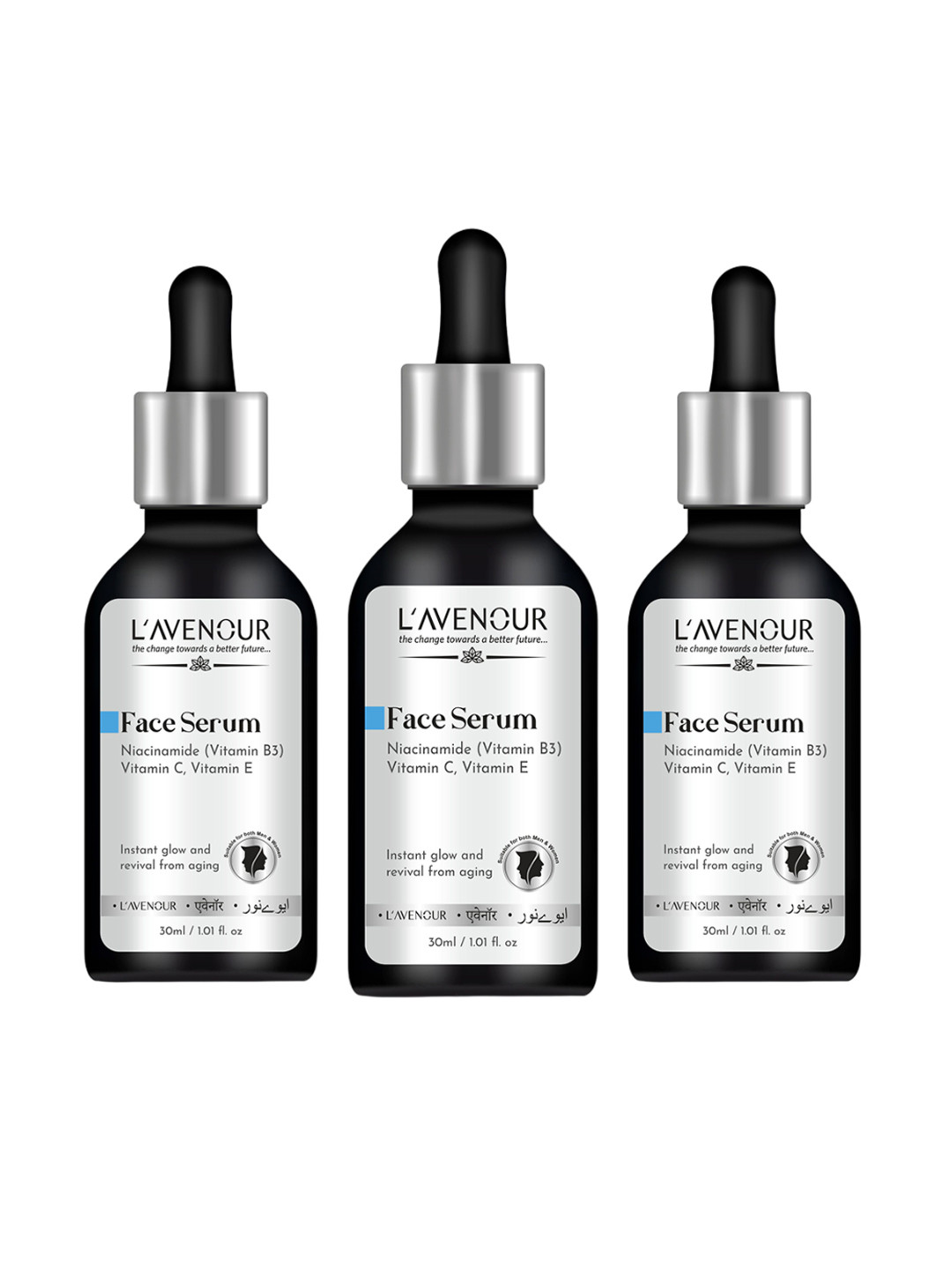 L'AVENOUR Set Of 3 10% Niacinamide Face Serum For Acne Prone Skin - 30 ml Each