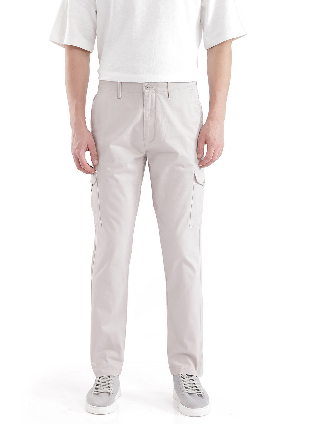 RARE RABBIT Men Regular Fit Mid-Rise Cotton Cargo Trouser
