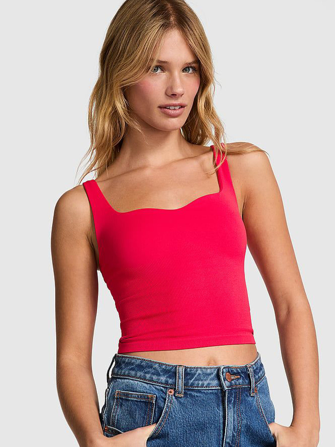 Victoria's Secret PINK Soft Seamless Notched Tank Top