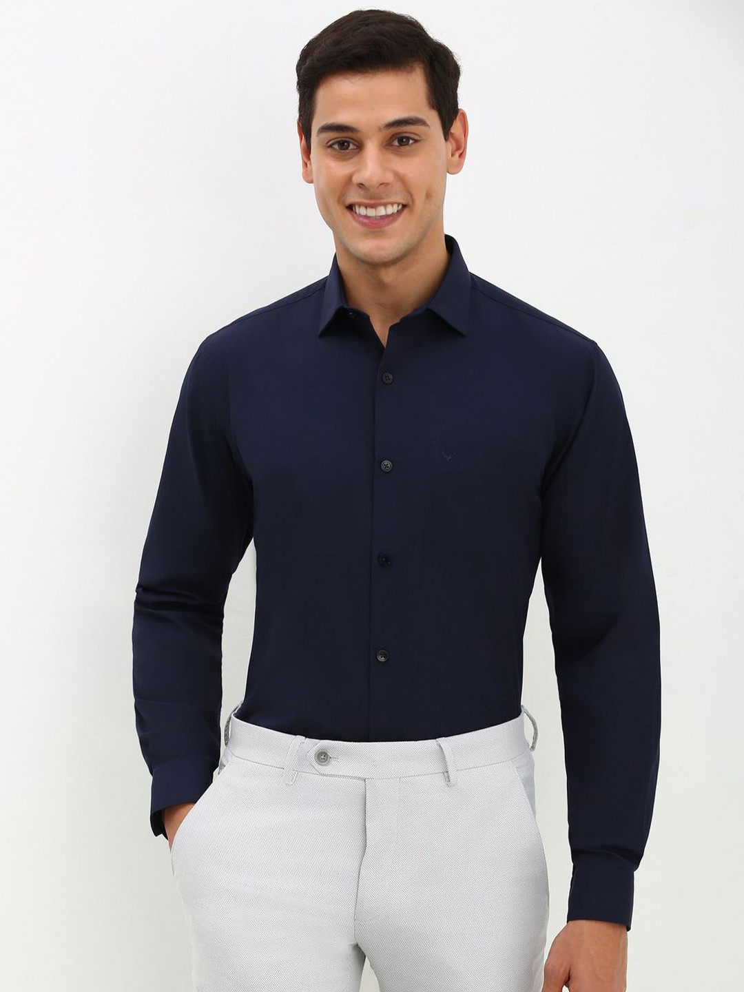 Allen Solly Men Spread Collar Solid Cotton Slim Fit Formal Shirt