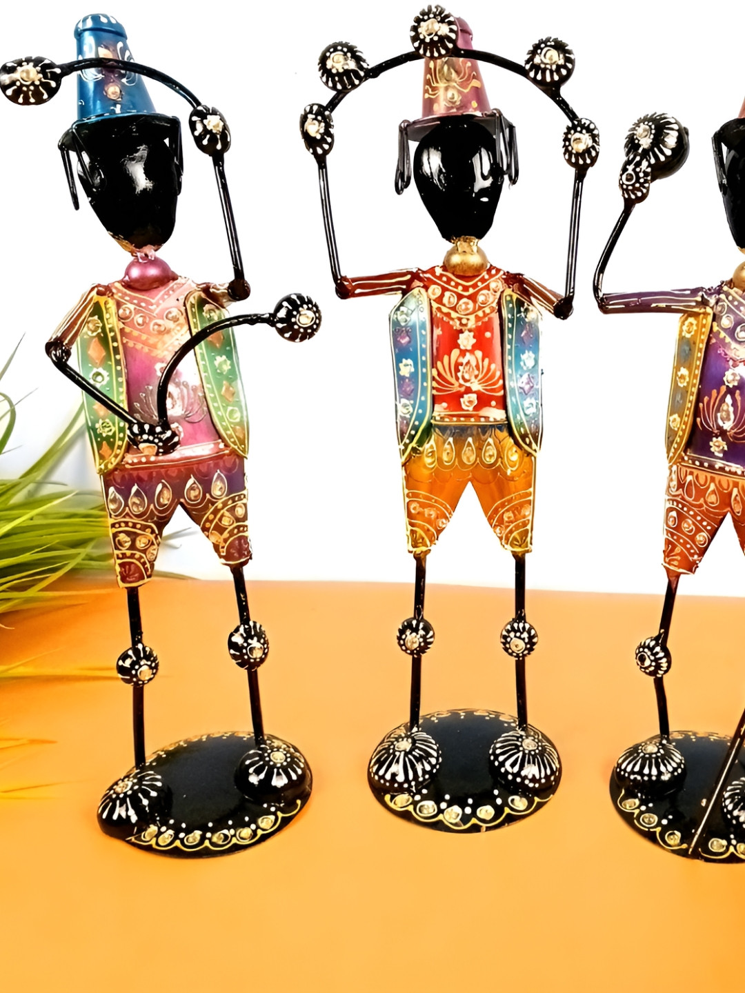 apka mart Joker Orange Metal Metallic Living Room Set of 3 Medium Showpieces - 15 Inches