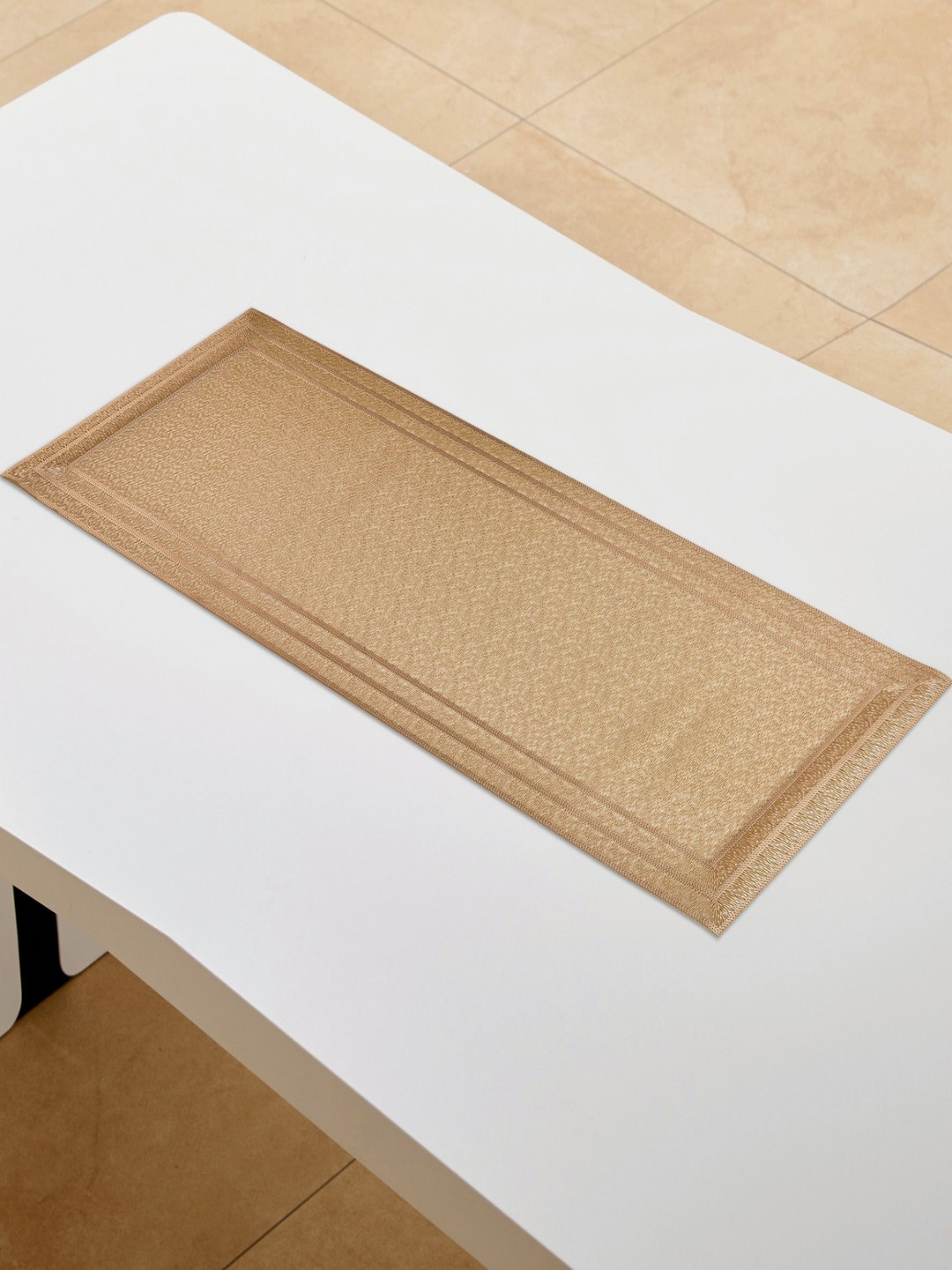 Home Centre Cinder Gold-Colored  Rectangle Table Runner