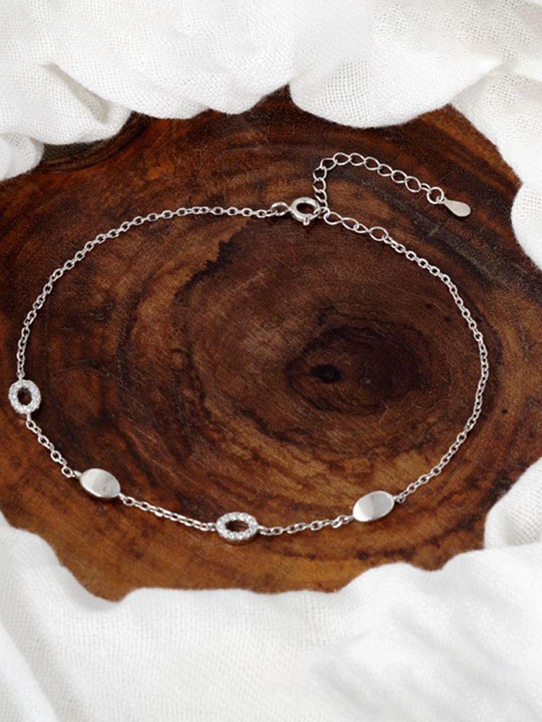 Tuanz Silver Jewelry Madhuban Odyssey 925 Sterling Silver Rhodium-Plated Anklets