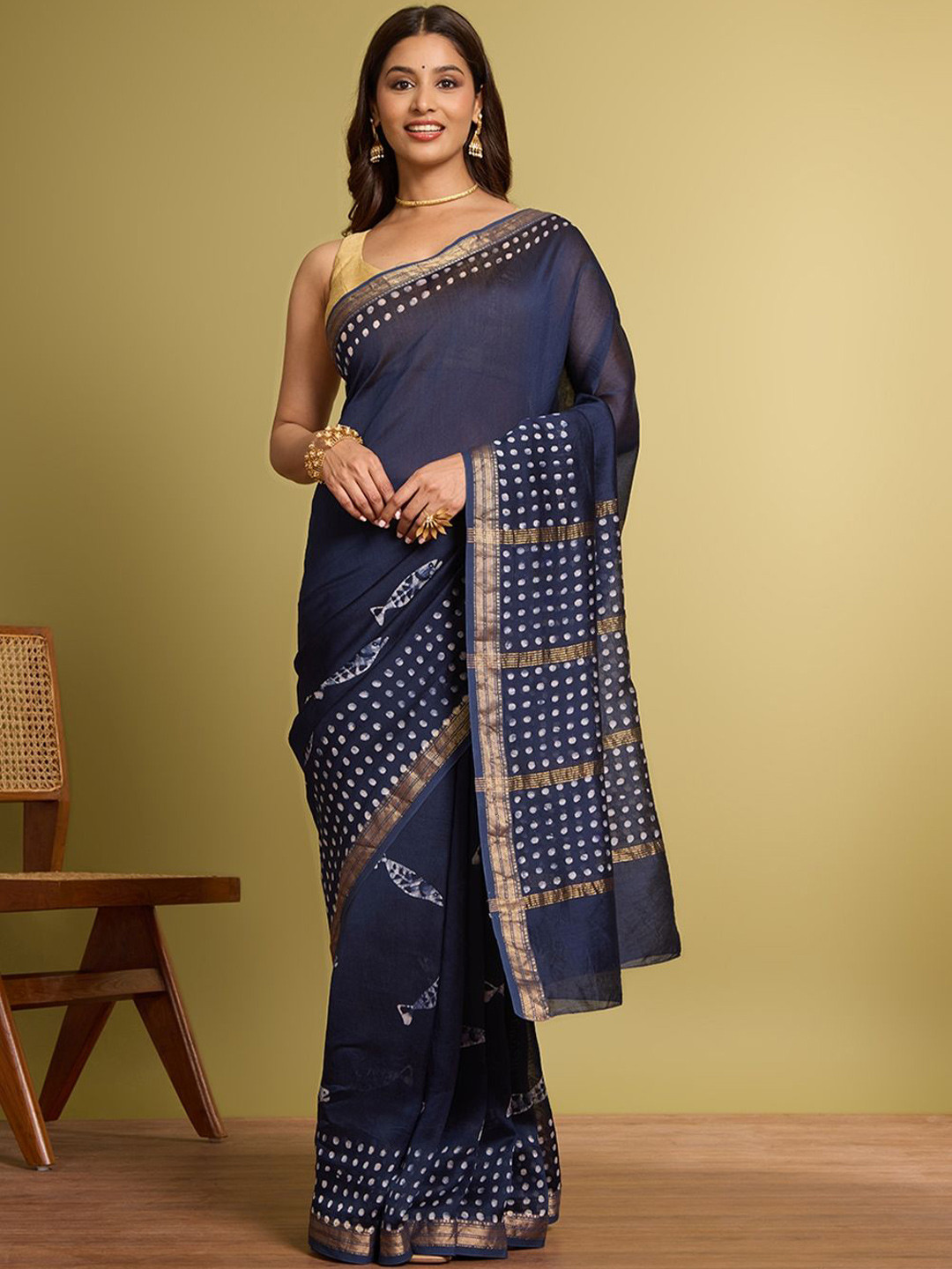Taneira Batik Dyed Zari Saree