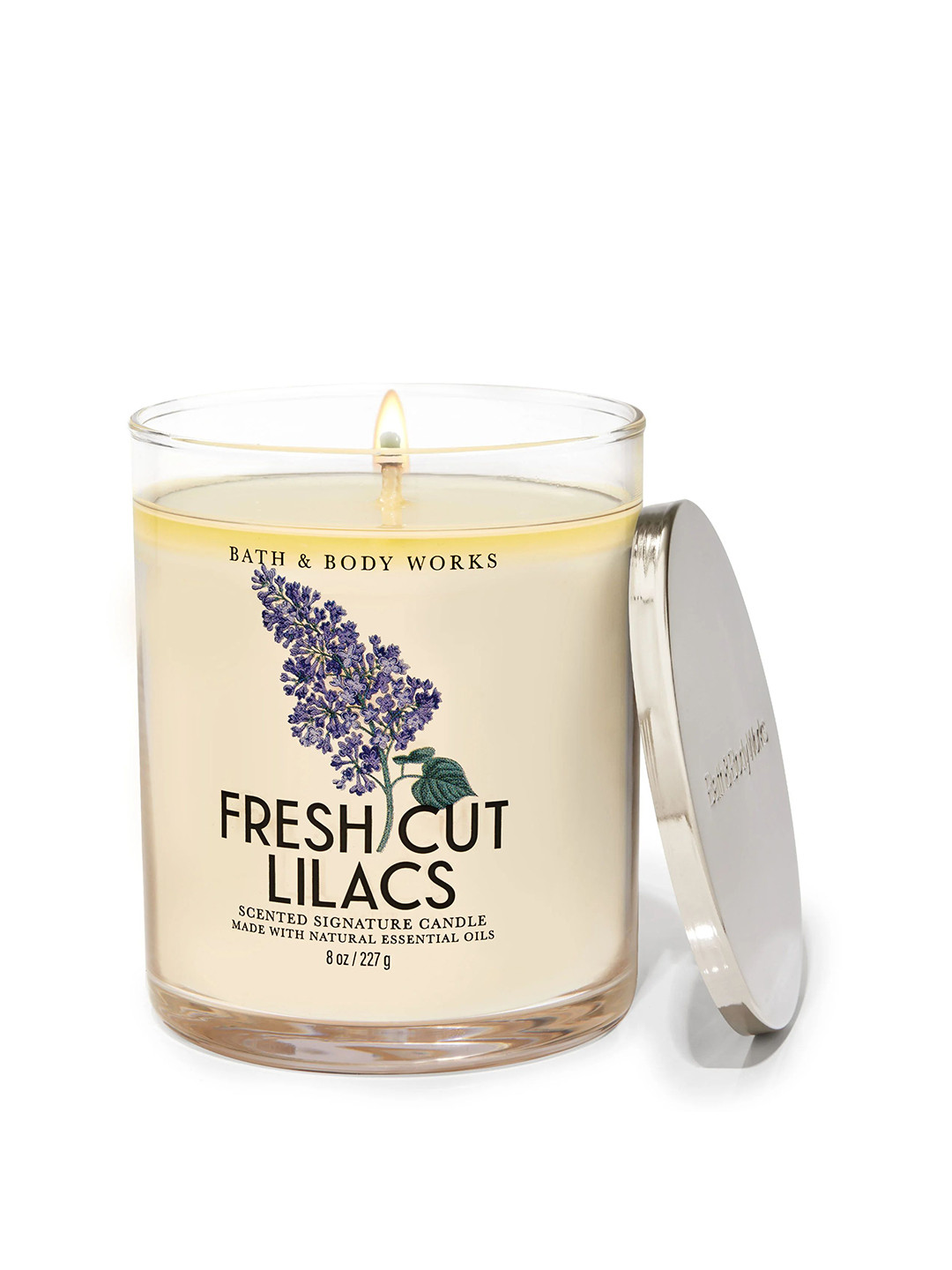 Bath & Body Works Fresh Cut 1 Wick Fresh Cut Lilacs Solid Geometric Regular Jar Candles